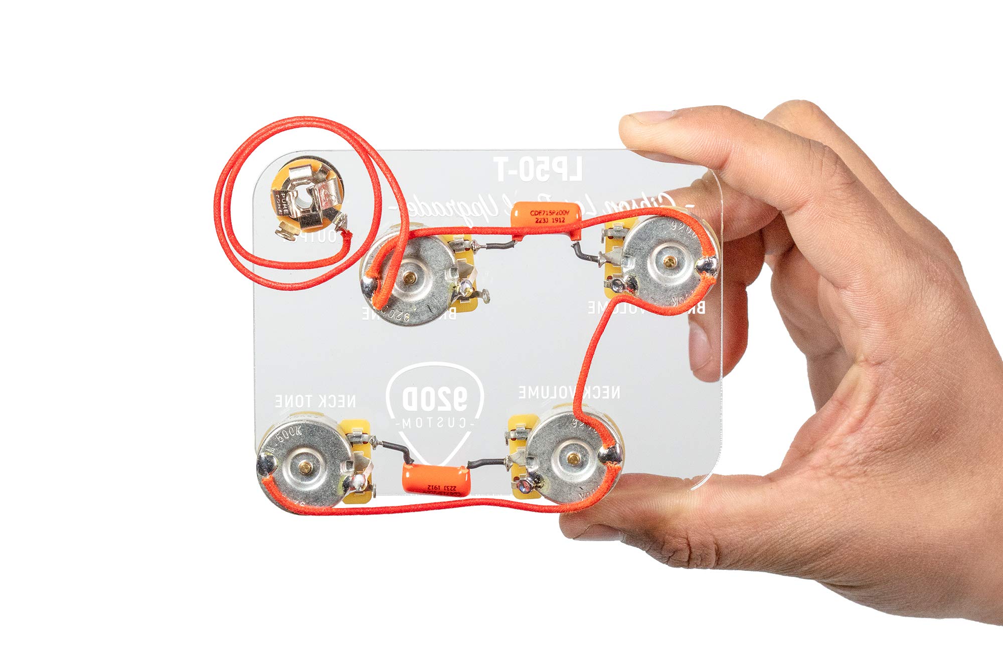 Premium 920D Custom Les Paul Wiring Harness Kit with 3-Way Toggle Switch & 4 Long Shaft Pots - Perfect for Guitar Upgrades, DIY Repairs, and Professional Installations
