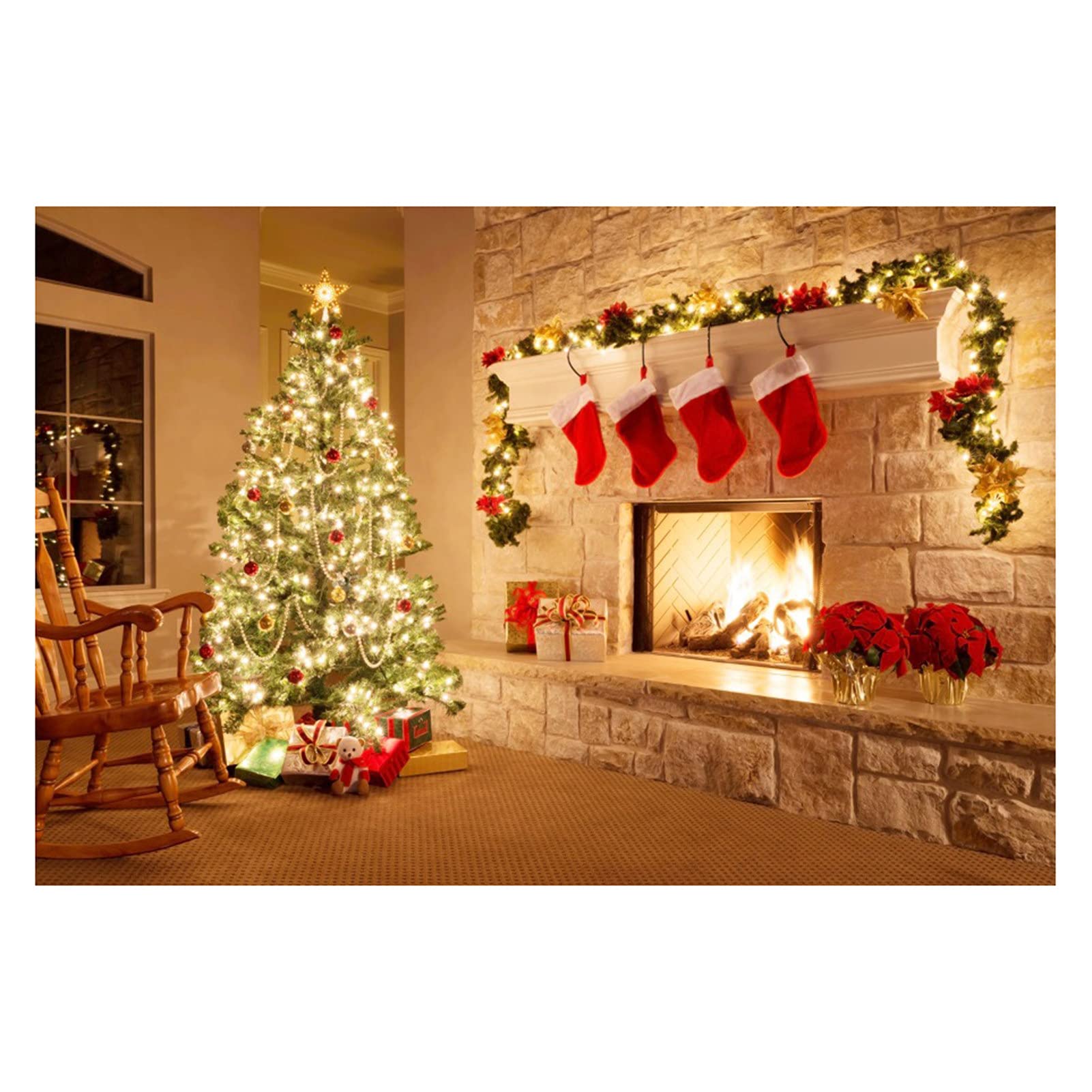 Wrinkle-Free Rectangle Christmas Backdrop - Santa Claus Party Decor Background Screen (150x210cm) | Perfect for Holiday Photo Booths, Xmas Party Decorations & Festive Home Decor