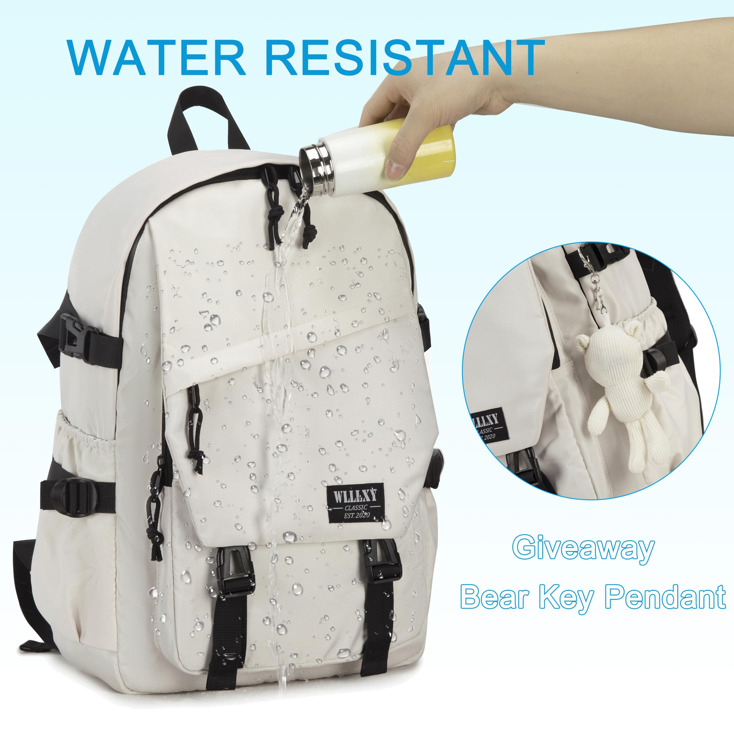 Stylish Anti-Theft Laptop Backpack for Women & Girls - 15.6 Inch Waterproof Work Bag, Large School Backpack with USB Charging Port - Perfect for College Students, Office Commute & Travel (Off-White) | Ideal for Daily Use, Business Trips & Campus Life