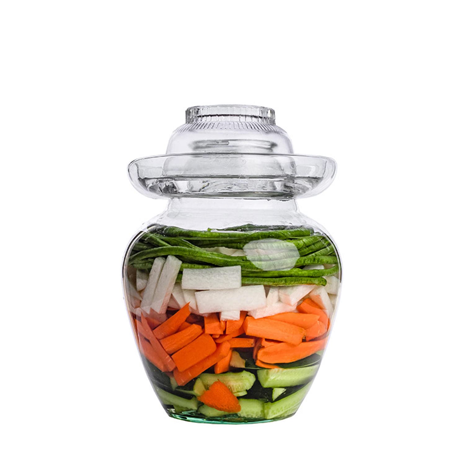 Premium Glass Pickle Jar with Water Seal Airlock Lid - Ideal for Fermenting Kimchi, Sauerkraut, Pickles & Homemade Wine | Food-Grade Fermentation Crock for Healthy Probiotic Foods | Perfect for Home Brewing, Canning & DIY Fermentation Projects