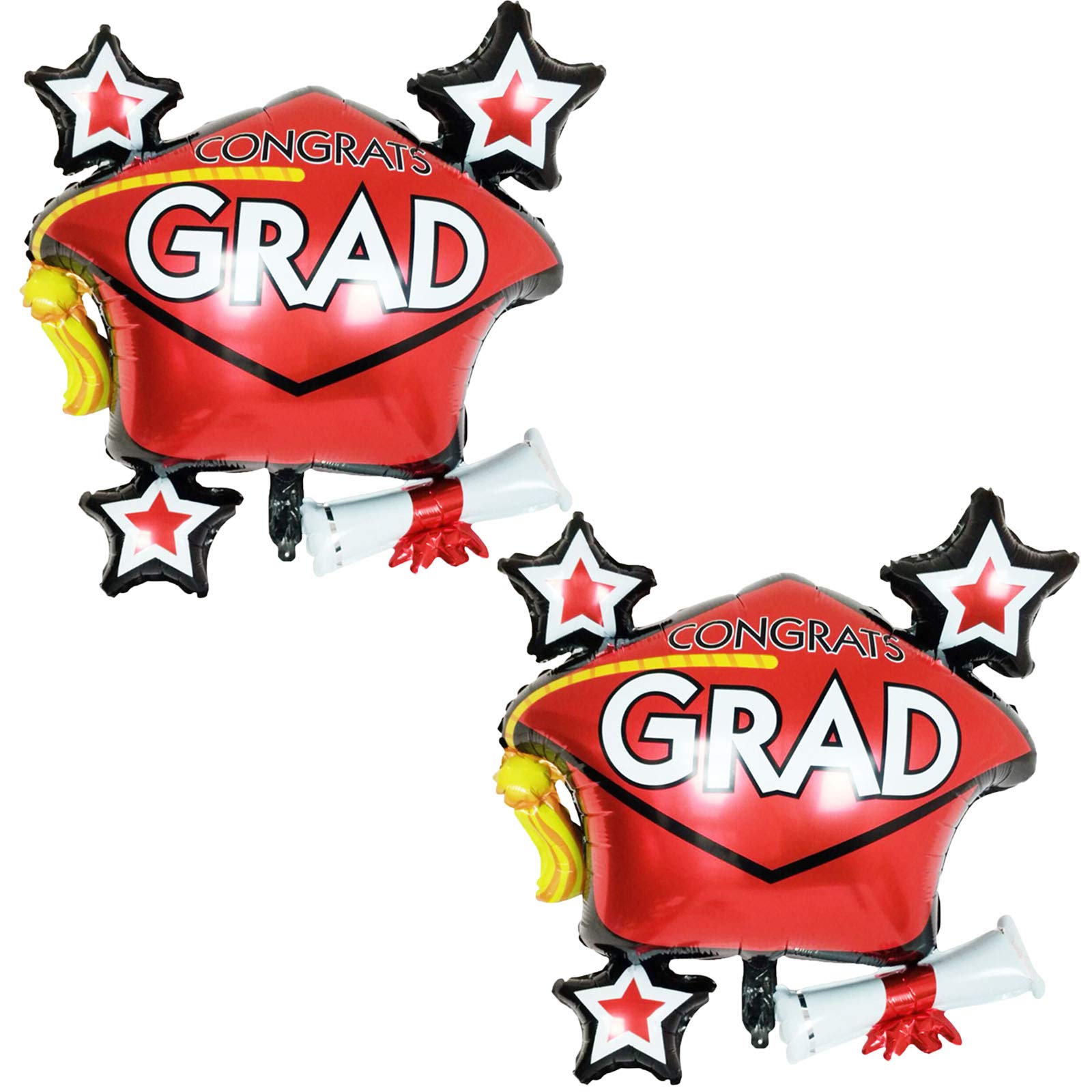 2024 Graduation Balloons - Red Congrats Grad Mylar Balloons for College & High School Graduation Party Decorations - Perfect for Graduation Cap Decor, Senior Celebrations & Commencement Parties