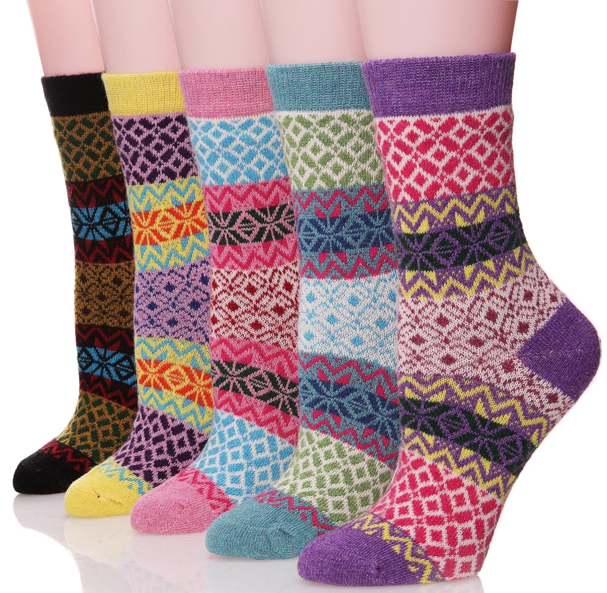 EBMORE Women's Thermal Wool Socks - 5 Pairs Warm Winter Hiking Boot Socks for Work & Outdoor