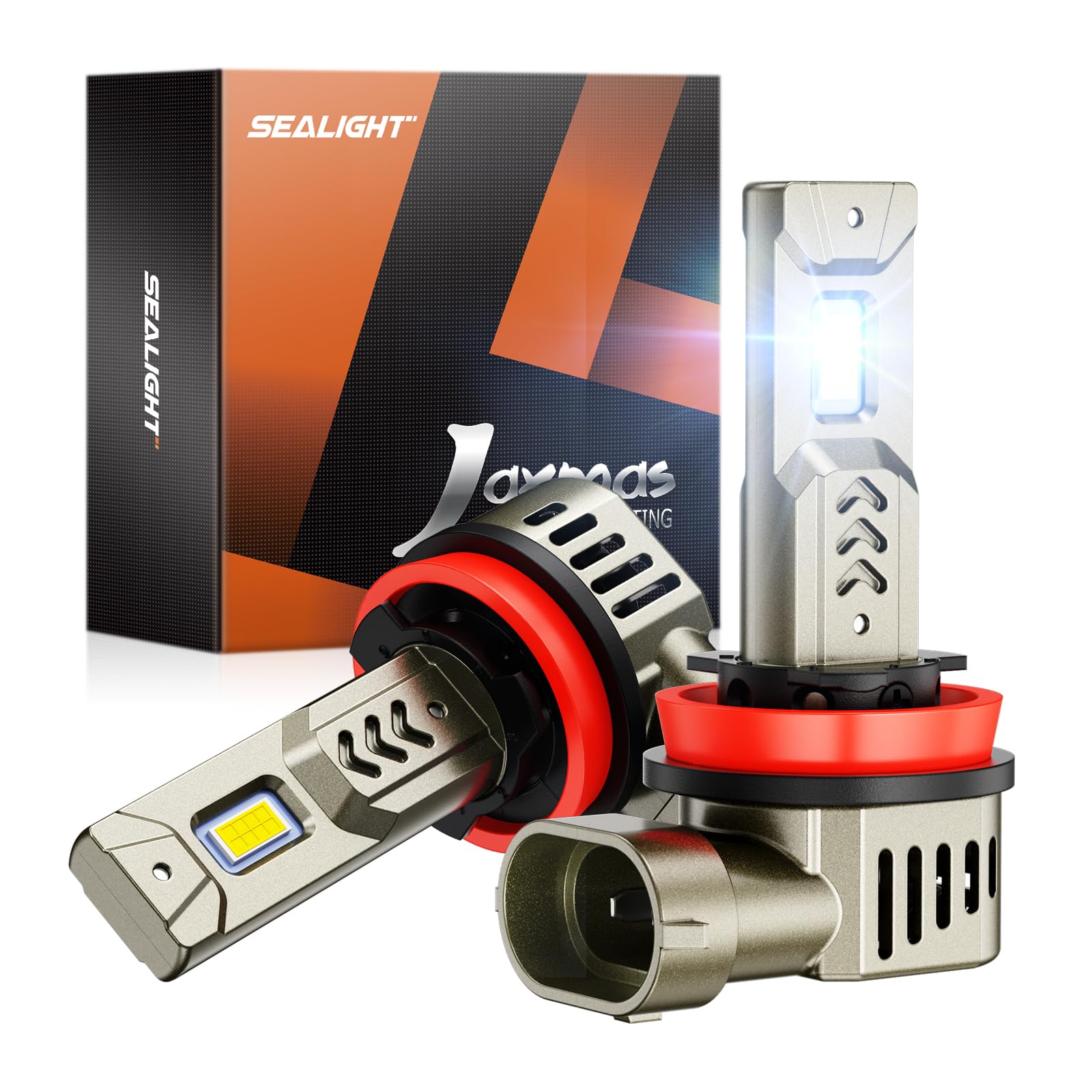 SEALIGHT H11/H8/H9 LED Bulbs - 34000LM Ultra Bright 900% Brighter Than Halogen - 6500K Cool White - Mini Size Direct Replacement - Wireless Fan Cooled Design - Plug & Play Installation - 2 Pack - Perfect for Car Headlight, Fog Light & Off-Road Lighting Upgrades