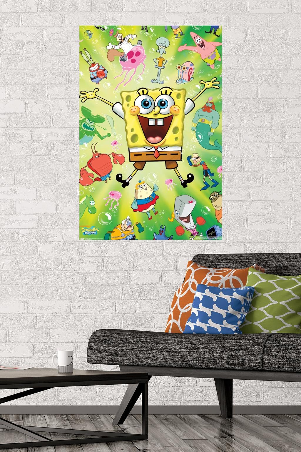 Trends International Nickelodeon SpongeBob SquarePants Burst Wall Poster - 22.375 x 34 Inches, Premium Quality Poster & Mounting Bundle - Perfect for Kids' Bedroom, Game Room & Office Decor