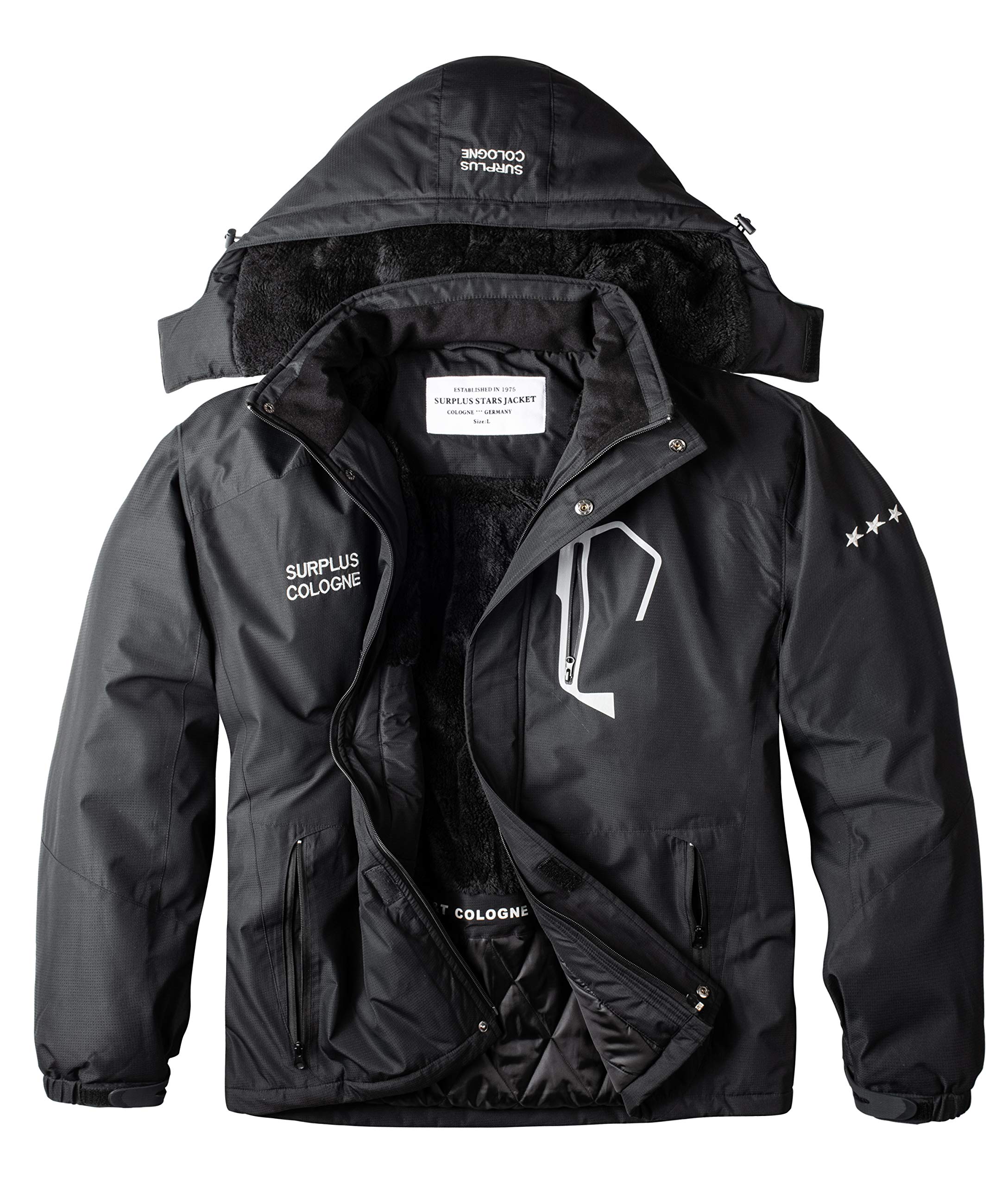 Men's Black Stars Jacket - Vintage Surplus Style for Outdoor Adventures & Casual Wear