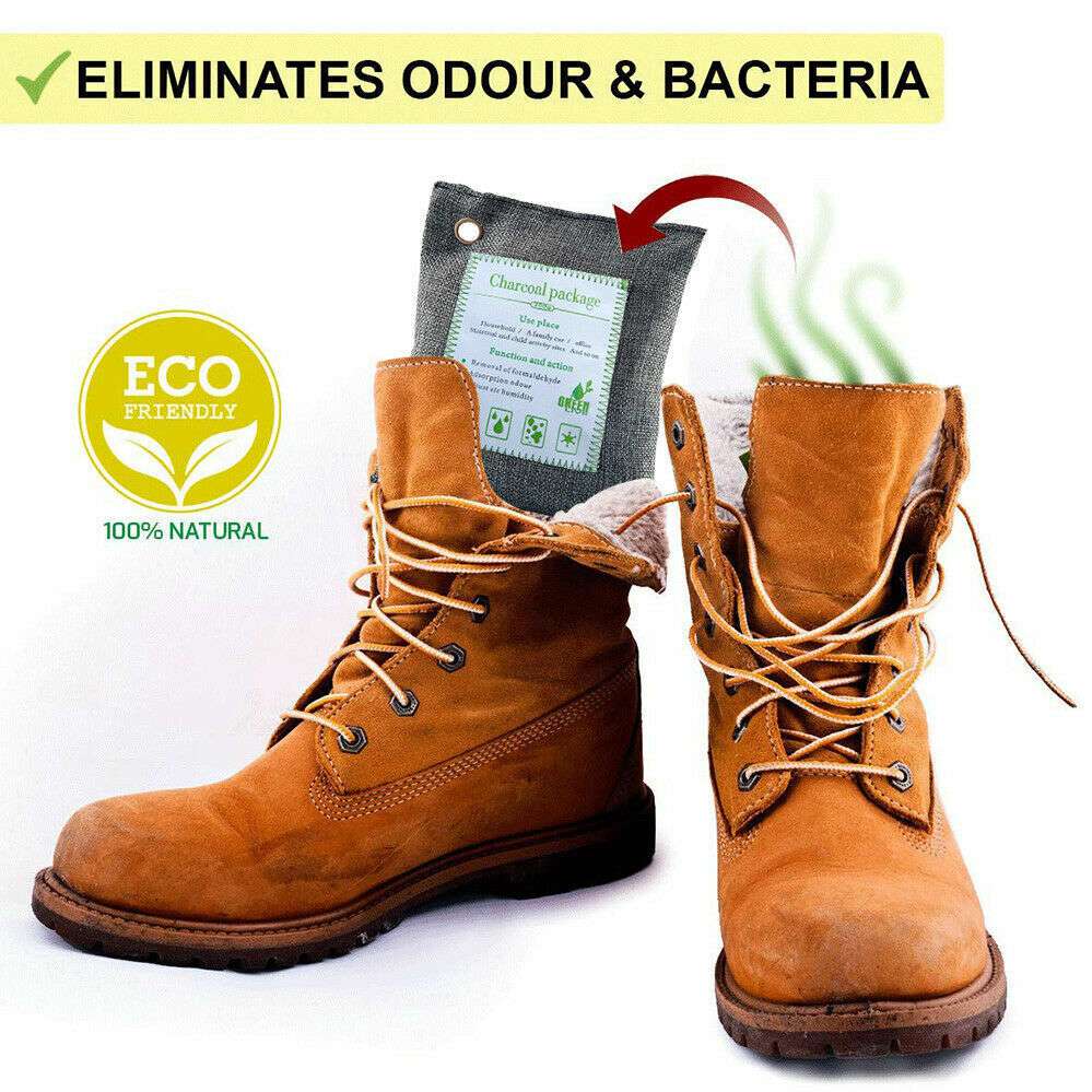 10PCS Activated Bamboo Charcoal Air Purifying Bags - 200g Natural Odor Eliminator for Car, Home, Closet & Shoes | Freshen Air, Absorb Moisture & Remove Bad Smells | Ideal for Pet Areas, Gym Bags & Musty Spaces