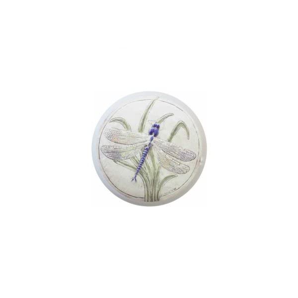 Dragonfly Design #DGF1075 - Glossy Ceramic Cabinet Pulls & Drawer Knobs with Round Dragonfly Decor - Perfect for Kitchen Cabinets, Dressers, and Bathroom Vanities