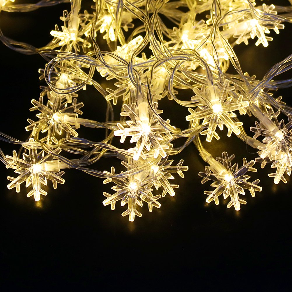 XUNATA 6.6ft USB LED String Lights - Waterproof Fairy Snowflake Lights for Indoor & Outdoor Christmas, Wedding, Party, Patio, Bedroom Decoration (Warm White) | Perfect for Holiday Decor, Garden Lighting, and Cozy Home Ambiance