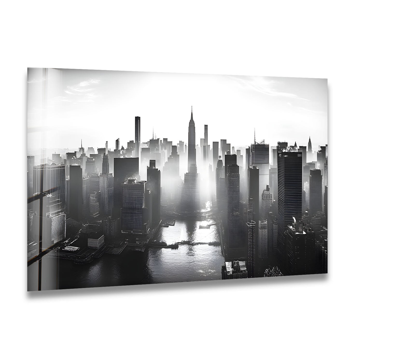 Black and White New York City Skyline Wall Art - Modern Glass Canvas Print for Home & Office Decor | Perfect for Living Room, Bedroom, or Workspace