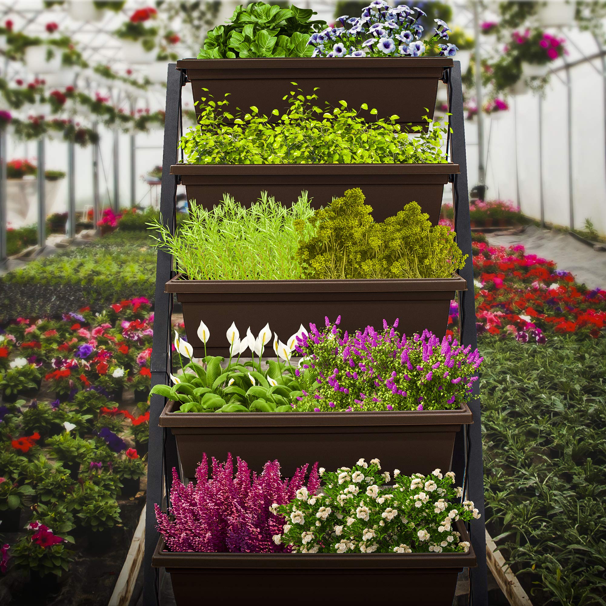 4Ft Vertical Raised Garden Bed - 5 Tier Food Safe Planter Box for Indoor & Outdoor Gardening | Grow Herbs, Vegetables, Flowers on Patio, Balcony, Greenhouse | Perfect for Small Spaces, Urban Gardening & Home Decor