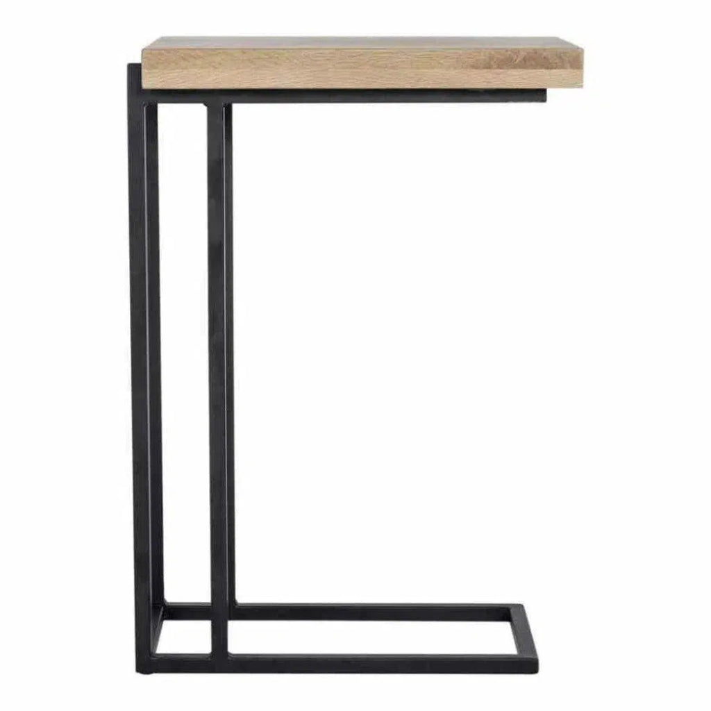 16 Inch C-Shaped Side Table - Natural Wood End Table for Living Room, Bedroom, or Office - Perfect for Small Spaces, Reading Nook & Coffee Cup Holder