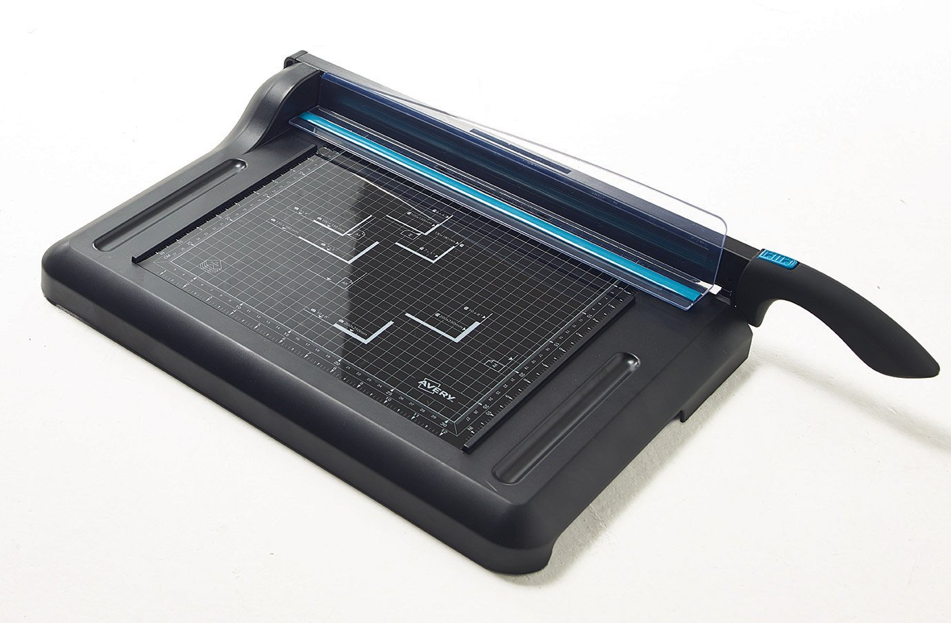 Avery A4 GUA4 Office Guillotine Paper Cutter - 12 Inch Cutting Length, Black & Teal - Perfect for Trimming Documents, Photos, and Craft Projects at Home or Office