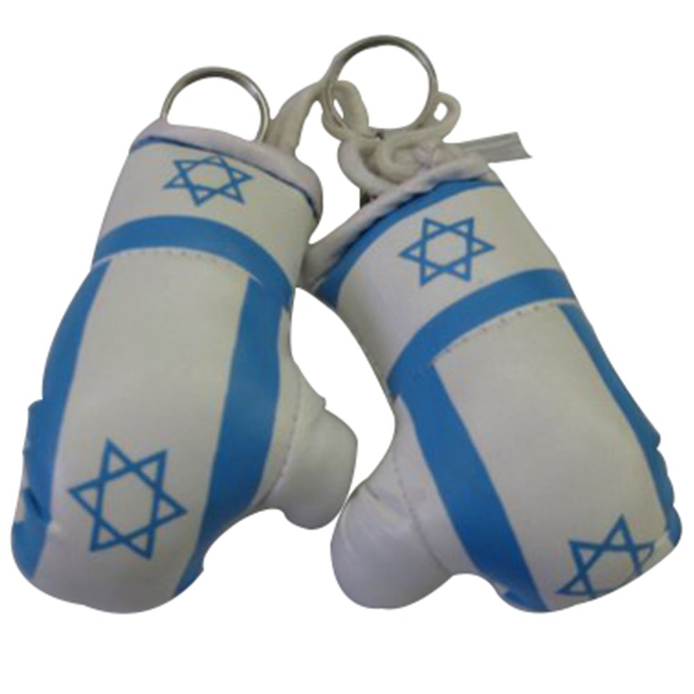 Mini Israel Flag Boxing Gloves for Car Mirror - Patriotic Decor for Vehicles, Travel & Sports Events (1-Pack) | Perfect for World Cup, Olympics & International Fans