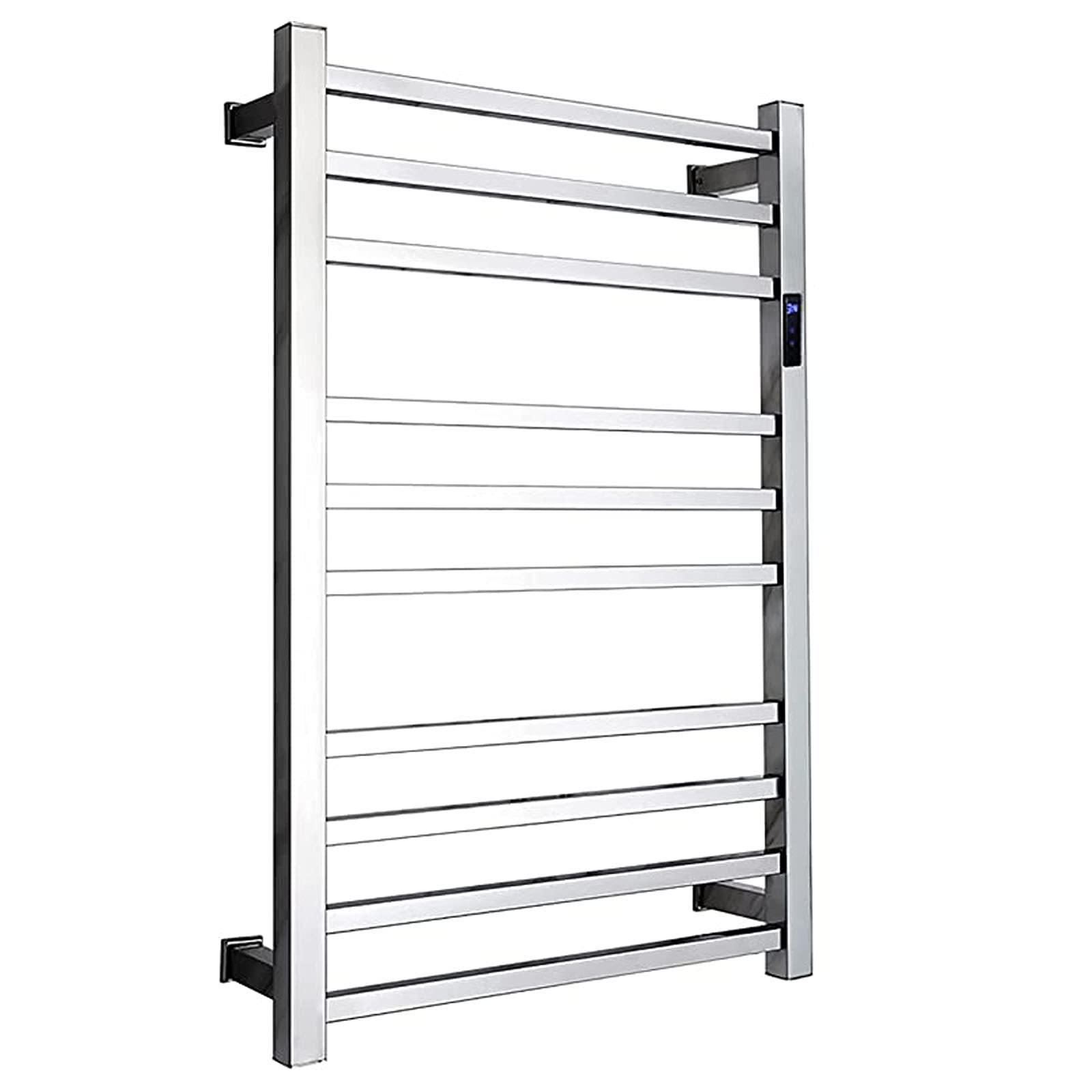 Premium Electric Heated Towel Rack - 304 Stainless Steel Bathroom Towel Warmer with Timer & Wall Mount, 88W Energy Efficient (Round Hardwired/Square Plug-in) - Perfect for Spa, Luxury Bathrooms & Cold Weather Comfort