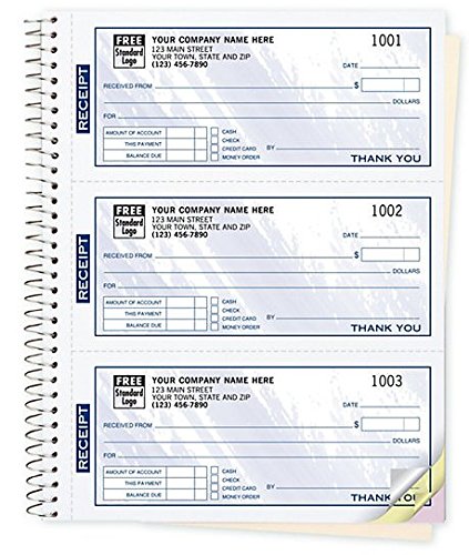 EGP Wirebound Cash Receipt Books - 3-Part Carbonless Forms (500 Receipts, Blue) for Small Business, Retail & Restaurant Transactions