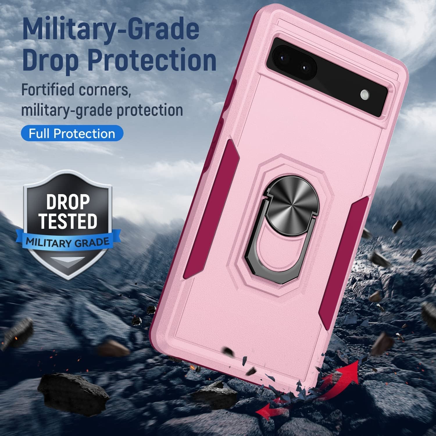 Google Pixel 7 Case - Heavy Duty Shockproof Full Body Protective Phone Cover (Red) - Perfect for Outdoor Activities, Travel & Daily Protection