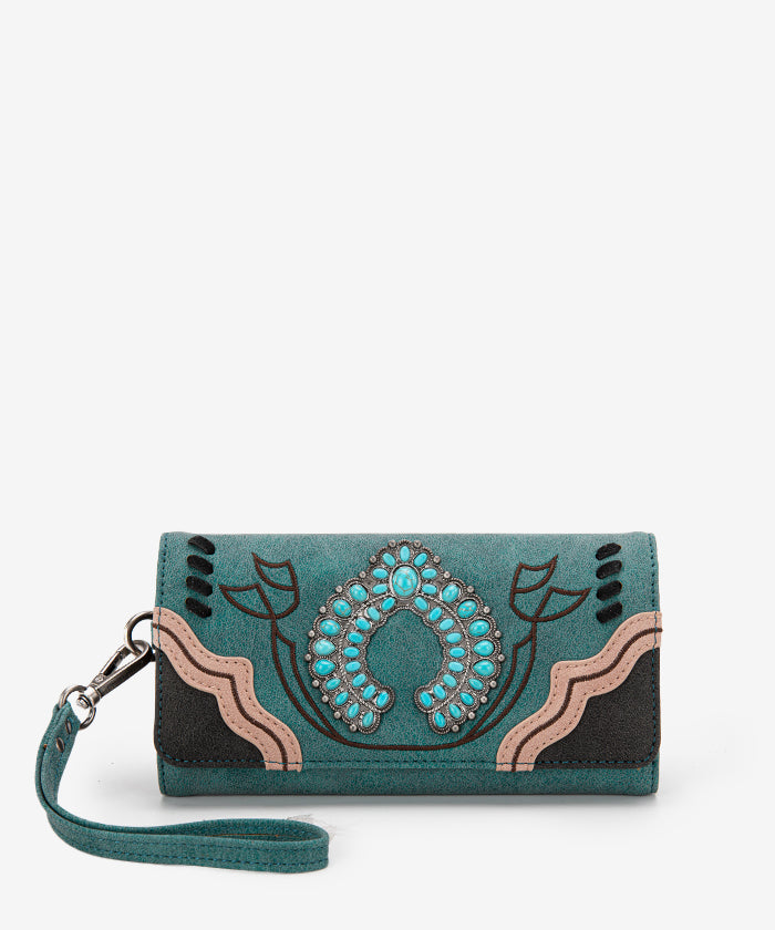 Montana West Turquoise Concho Wristlet Clutch Purse - Stylish Western Handbag for Women | Perfect for Parties, Weddings & Everyday Use