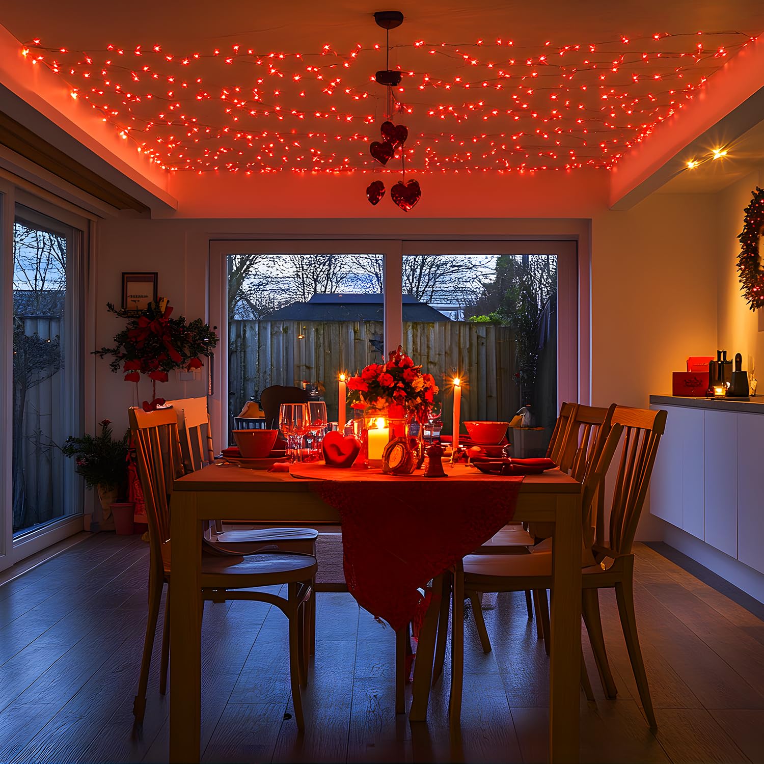 JMEXSUSS 250 LED Red String Lights - 91.5ft Waterproof for Christmas & Party Decor