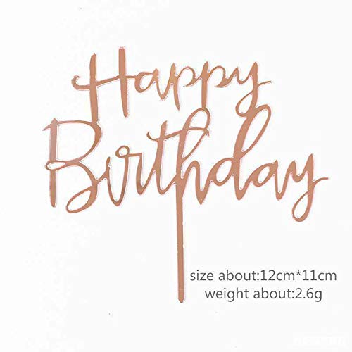 Happy Birthday Cake Topper - Rose Gold Acrylic Cake Decoration for Birthday Parties | Perfect for Wedding, Baby Shower & Anniversary Celebrations