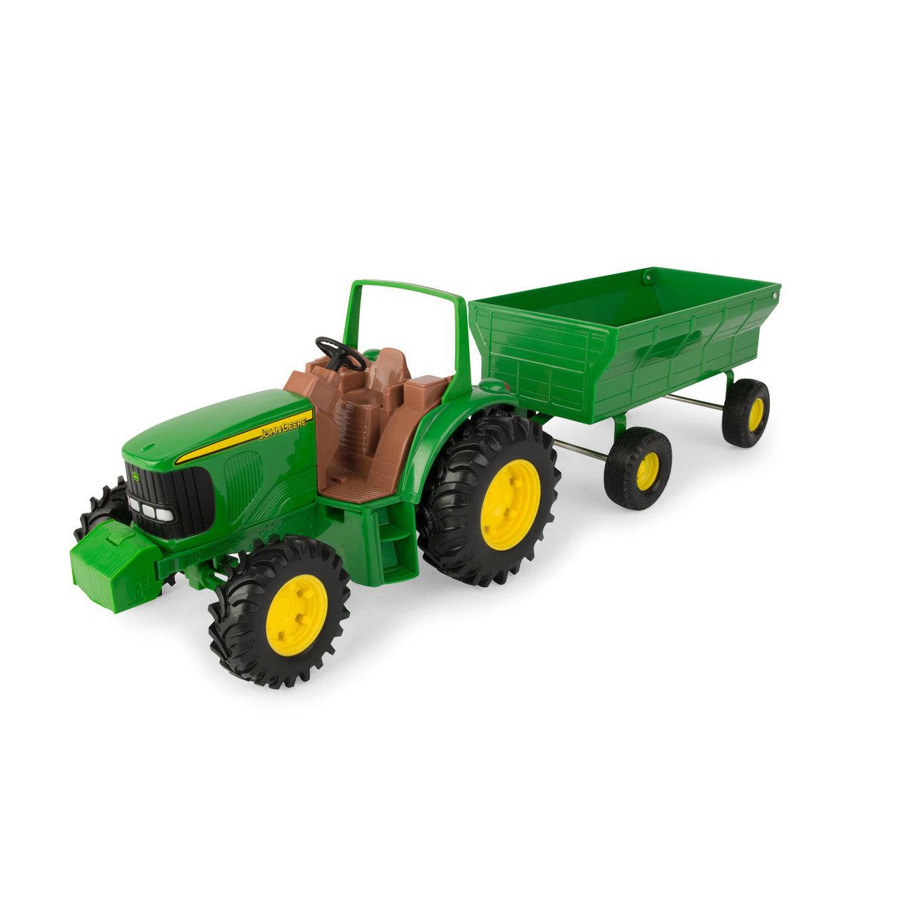8 Inch John Deere Tractor and Wagon Toy Set - Die-Cast Metal Construction Vehicles for Kids - Perfect for Farm Play, Collecting, and Pretend Play Scenes