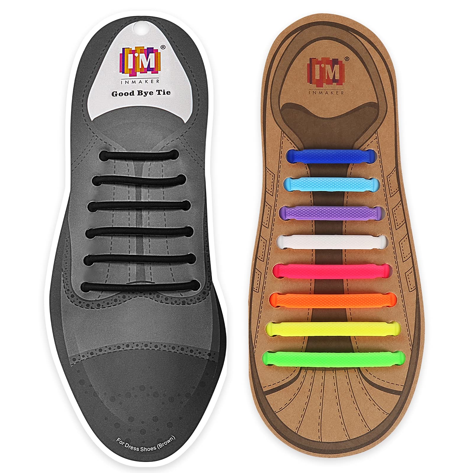 INMAKER No Tie Shoelaces for Adults - Elastic Silicone Tieless Dress Shoe Laces for Men & Women - Perfect for Business, Running, and Casual Wear
