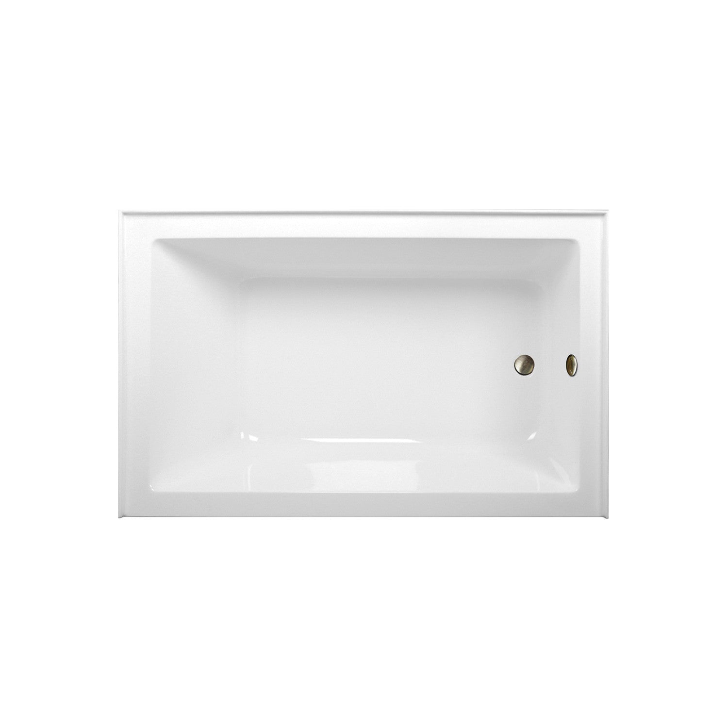 Aqua Eden 60 Inch Acrylic Rectangular 3-Wall Alcove Bathtub - Right Hand Drain, Glossy White with Antique Brass Trim | Freestanding Soaking Tub for Modern Bathrooms, Spa-Like Relaxation at Home