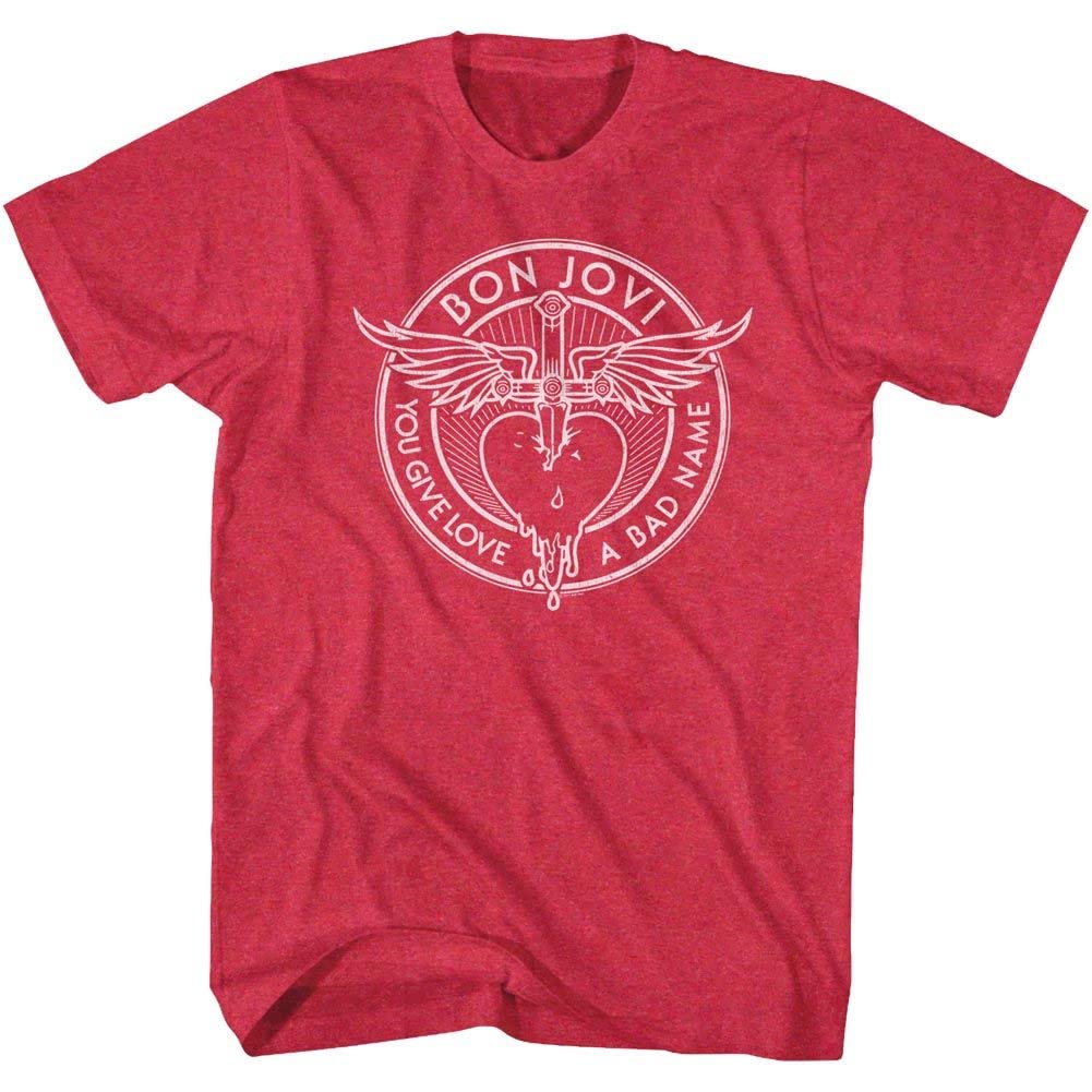 Bon Jovi 'Bad Name' Cherry Heather Vintage Rock Band T-Shirt for Men & Women - Perfect for Concerts, Parties & Casual Wear