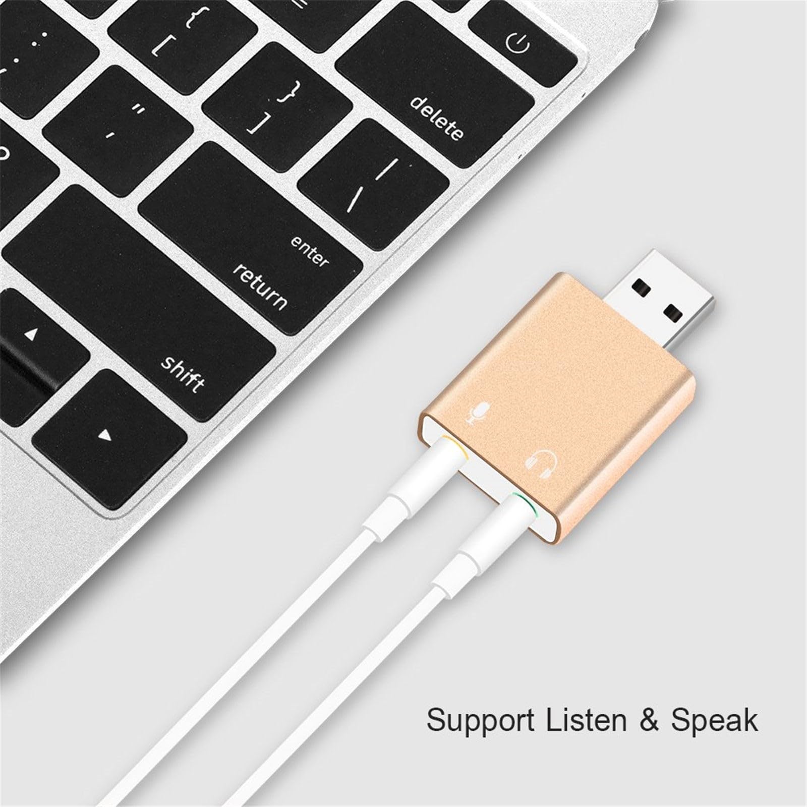 Xmiral USB to 3.5mm Audio Adapter with Microphone Jack - External Sound Card for Windows & Mac PCs, Laptops, Desktops - Plug & Play for Headphones, Speakers, Gaming Headsets - Black (One Size)