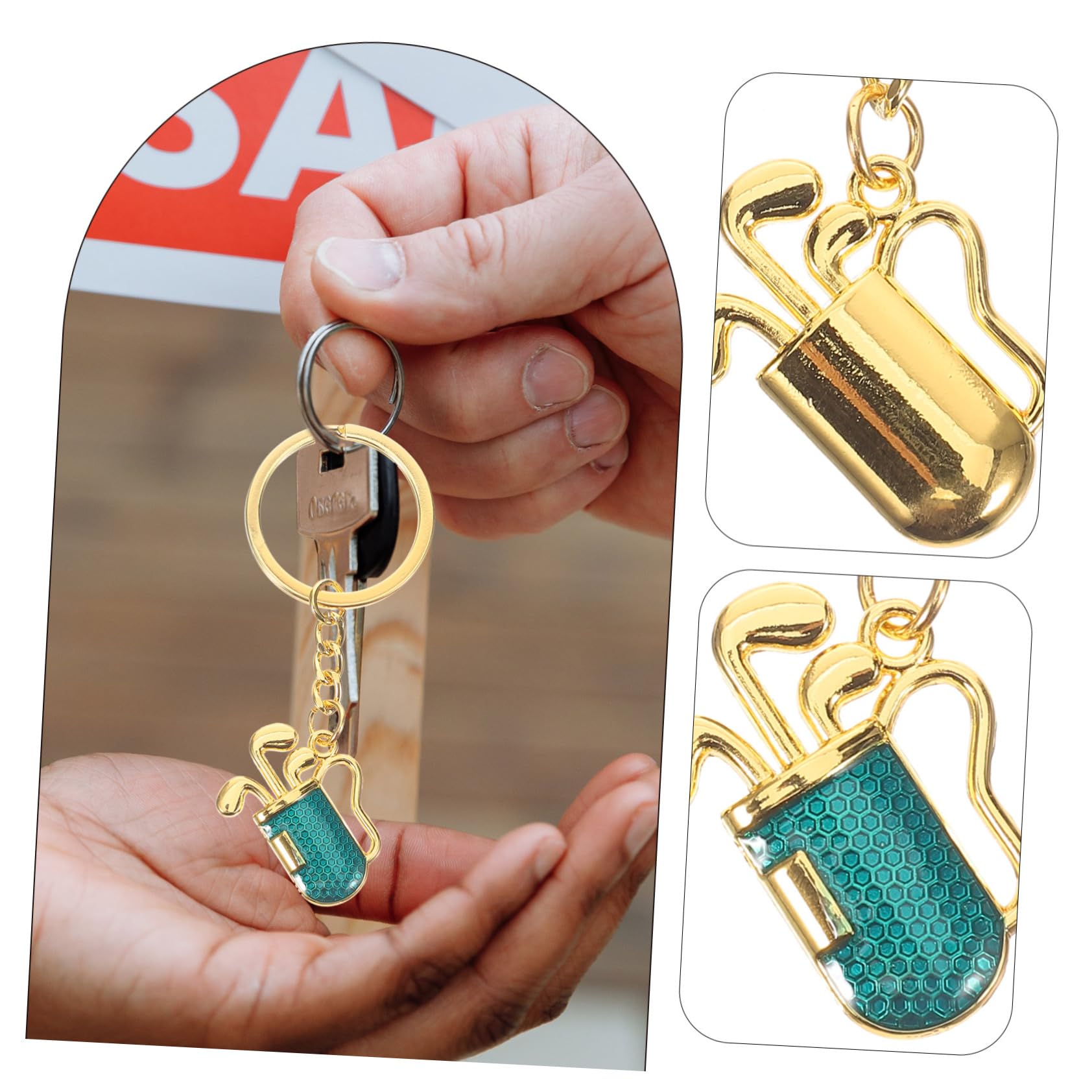 GOOHOCHY Golf Keychain with Ball Markers - Gold & Blue Hanging Keyring Pendant for Golf Bag Decor | Perfect Gift for Golfers & Sports Enthusiasts