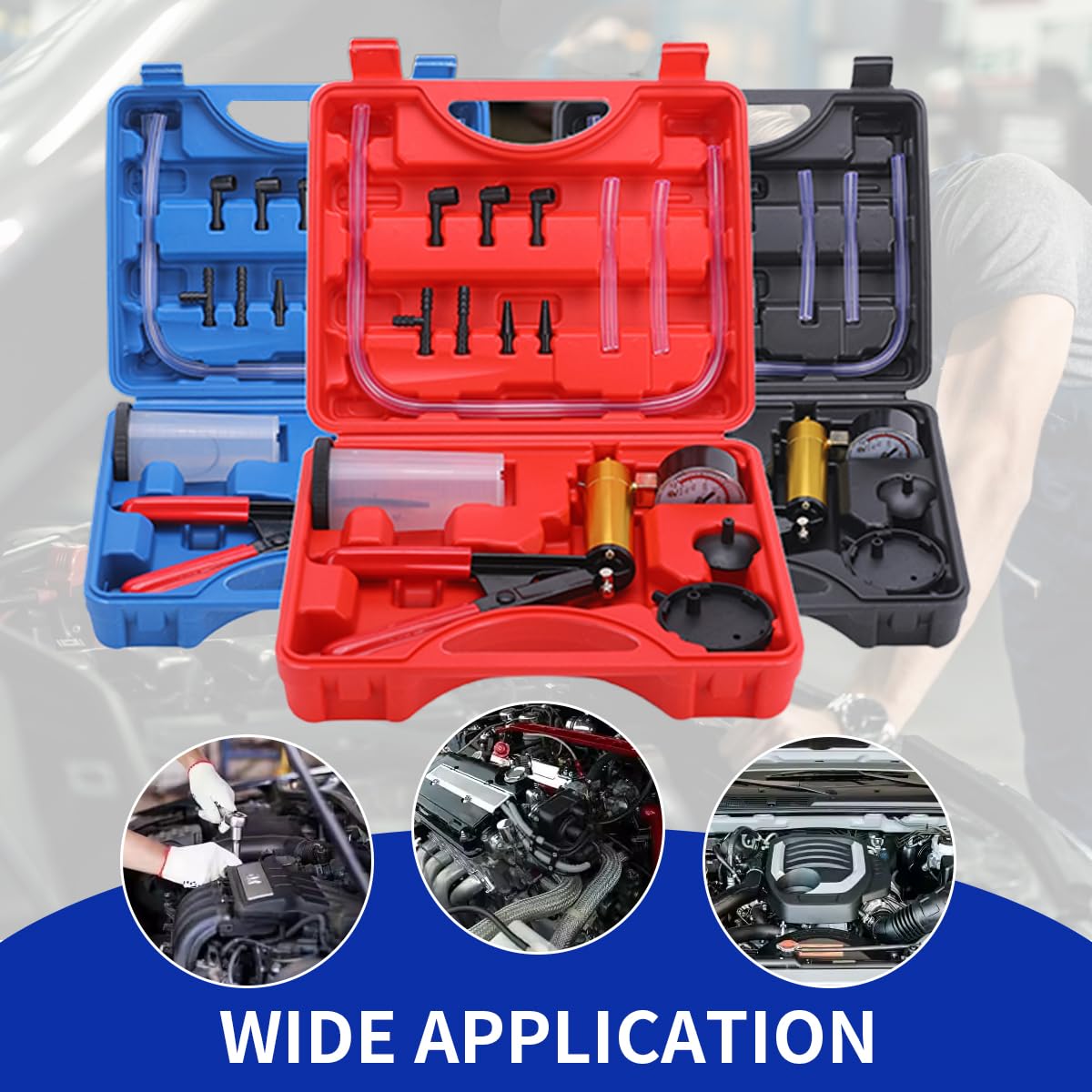 **Professional Brake Bleeder Kit with Handheld Vacuum Pump & Adapters - Includes Vacuum Brake Bleeder Pump & Pressure Gauge for Cars, Motorcycles, Trucks (Black) - Perfect for DIY Auto Repair & Maintenance**