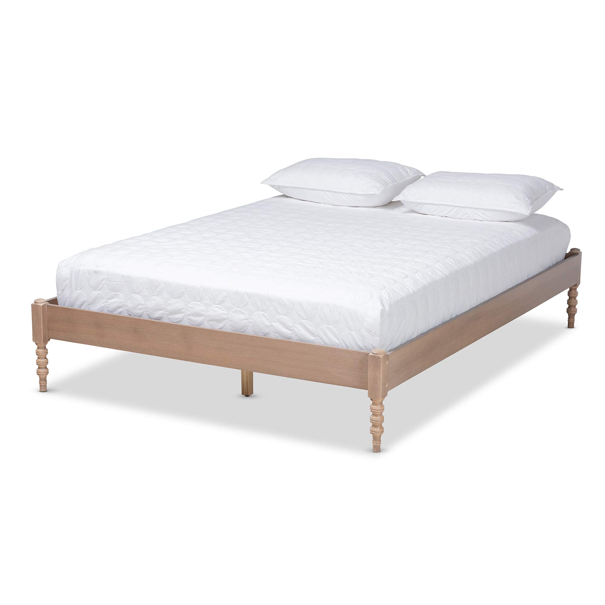 Baxton Studio Queen Size Platform Bed Frame - Antique Oak Finish - Modern Bedroom Furniture for Home Decor & Guest Room Setup