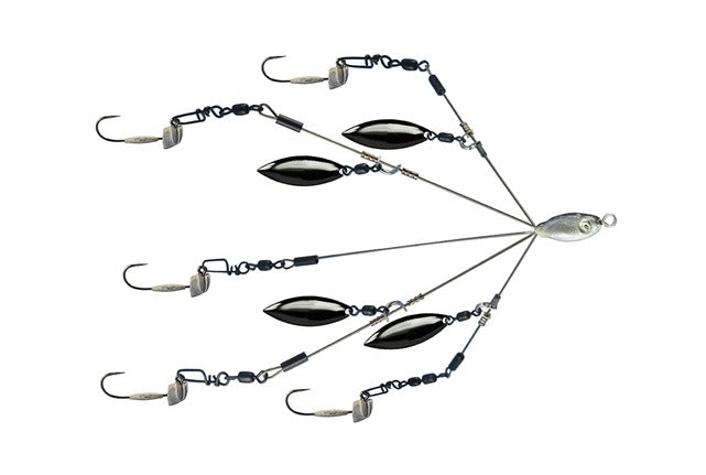 4 Micro Rig Bait Ball Umbrella Rig with Jig Heads - Size 1/0 (1/16 oz) - Perfect for Bass Fishing & Saltwater Angling