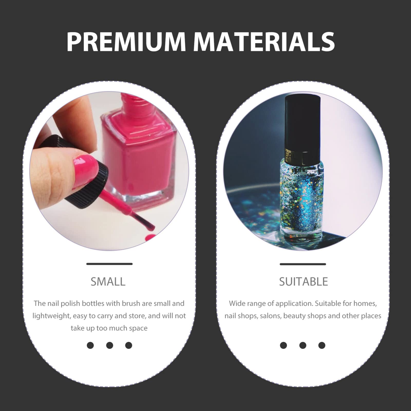 EXCLUZO 6-Pack 10ml Square Empty Refillable Glass Nail Polish Bottles with Brush Cap - DIY Nail Art Sample Containers for Professional & Home Manicure (Black) - Perfect for Nail Salons, DIY Enthusiasts & Travel Kits