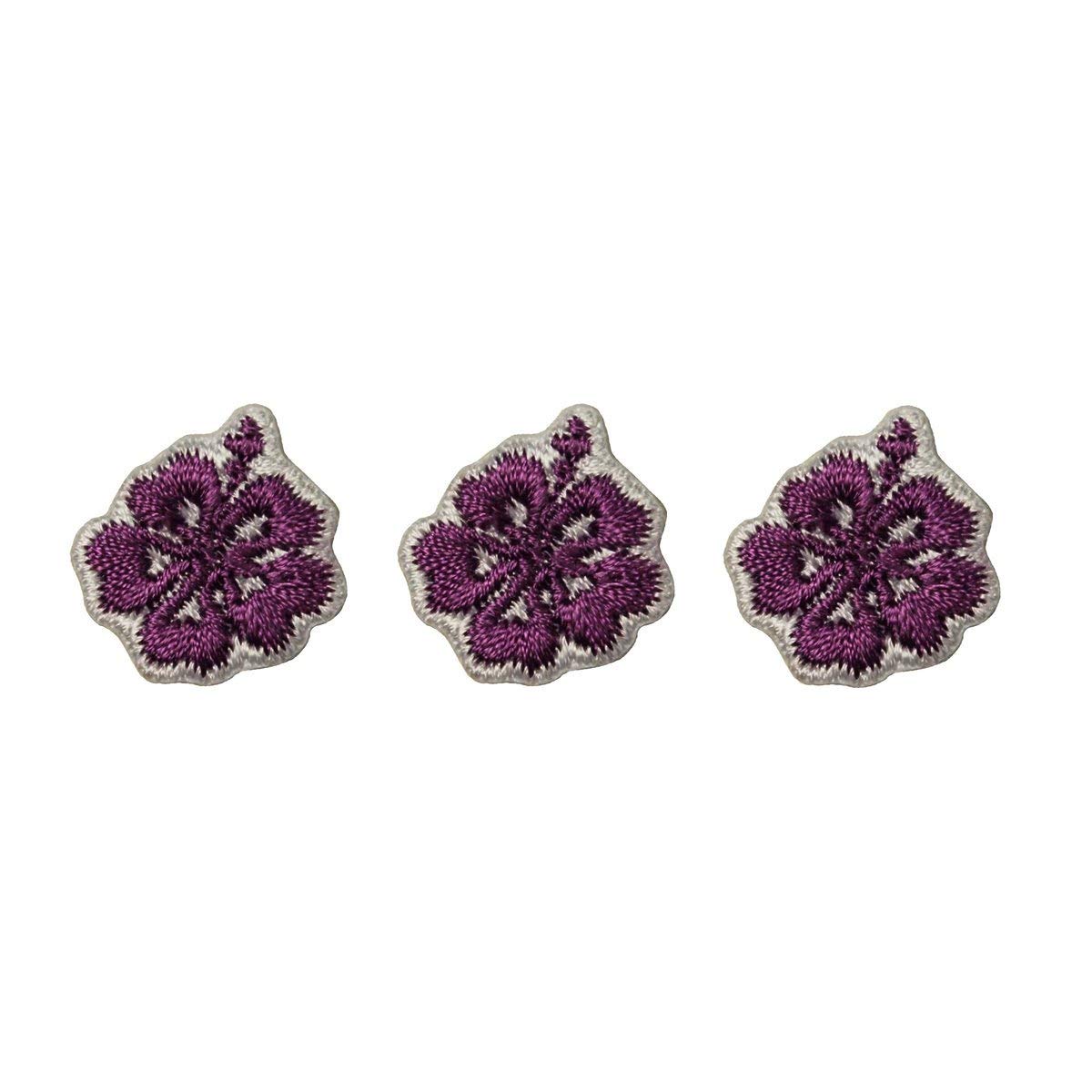 Purple Hibiscus Embroidered Iron-On Patches - Tropical Flower Applique for DIY Clothing, Bags & Home Decor