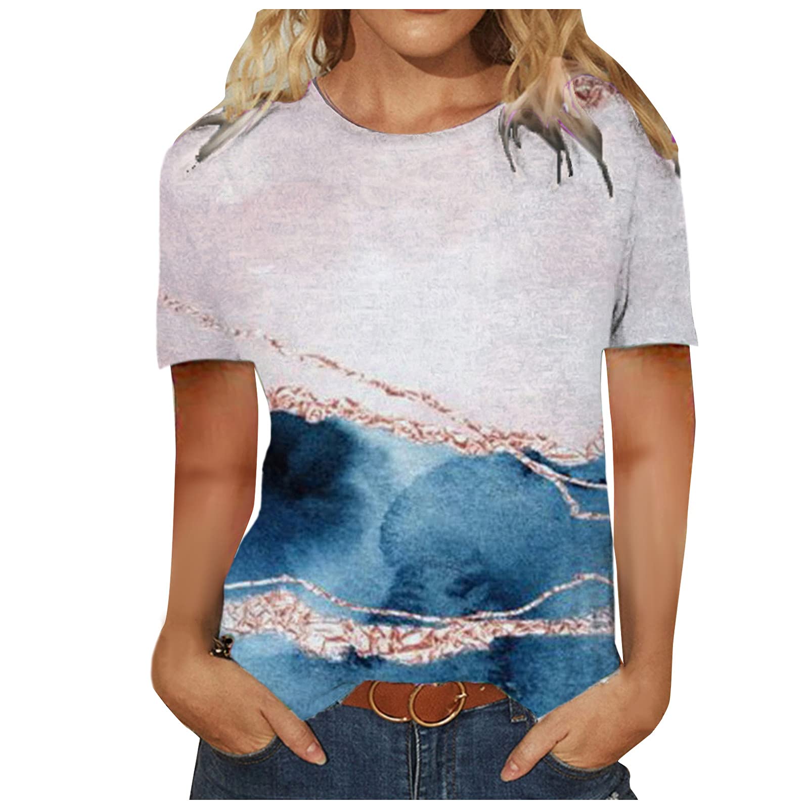 Plus Size Women's Short Sleeve Tunic Tops - Crewneck Summer Blouses, Casual & Dressy Printed Tees for Women | Perfect for Office, Vacation & Everyday Wear