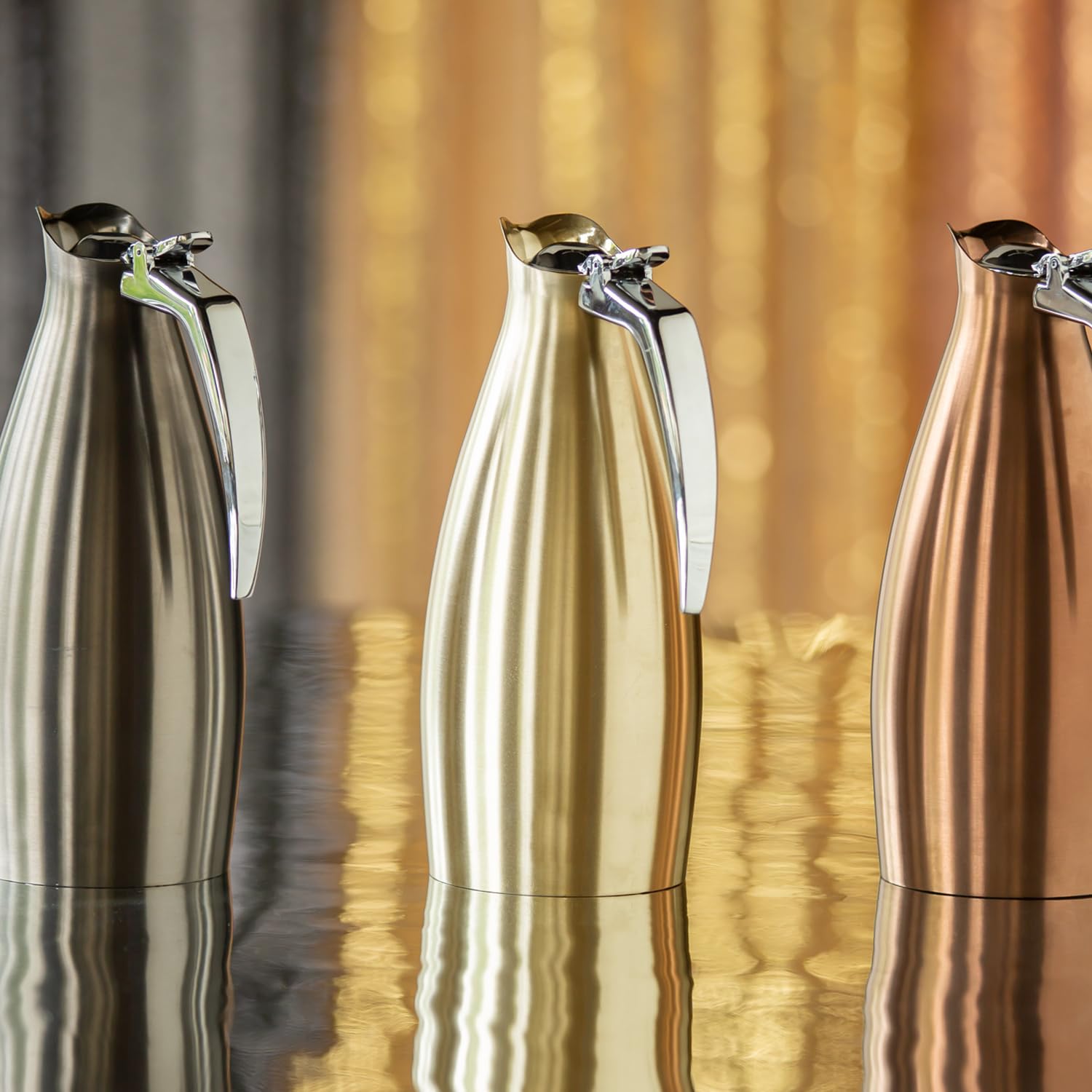 ALTU10BSVG Altus Stainless Steel Carafe Pitcher with Flip Top Lid - 1 Liter (33.8 oz) Dishwasher Safe & NSF Certified - Vintage Gold for Coffee, Tea, Water, and Beverage Serving at Home, Office, or Restaurants