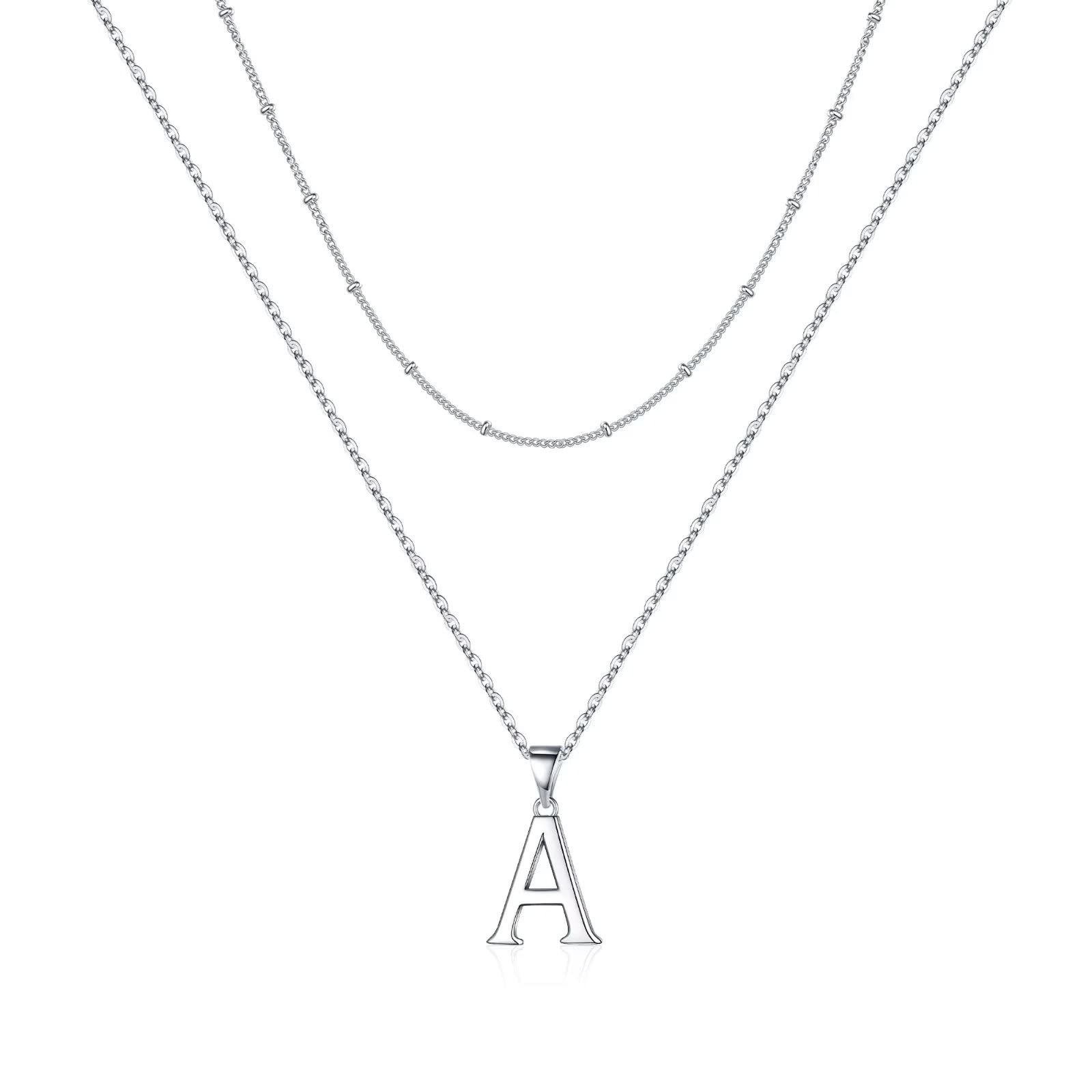 Personalized S925 Sterling Silver Initial Necklace for Women - Custom Letter Pendant Bead Chain, Dainty Layered Jewelry Gift for Her | Perfect for Birthdays, Anniversaries & Everyday Elegance