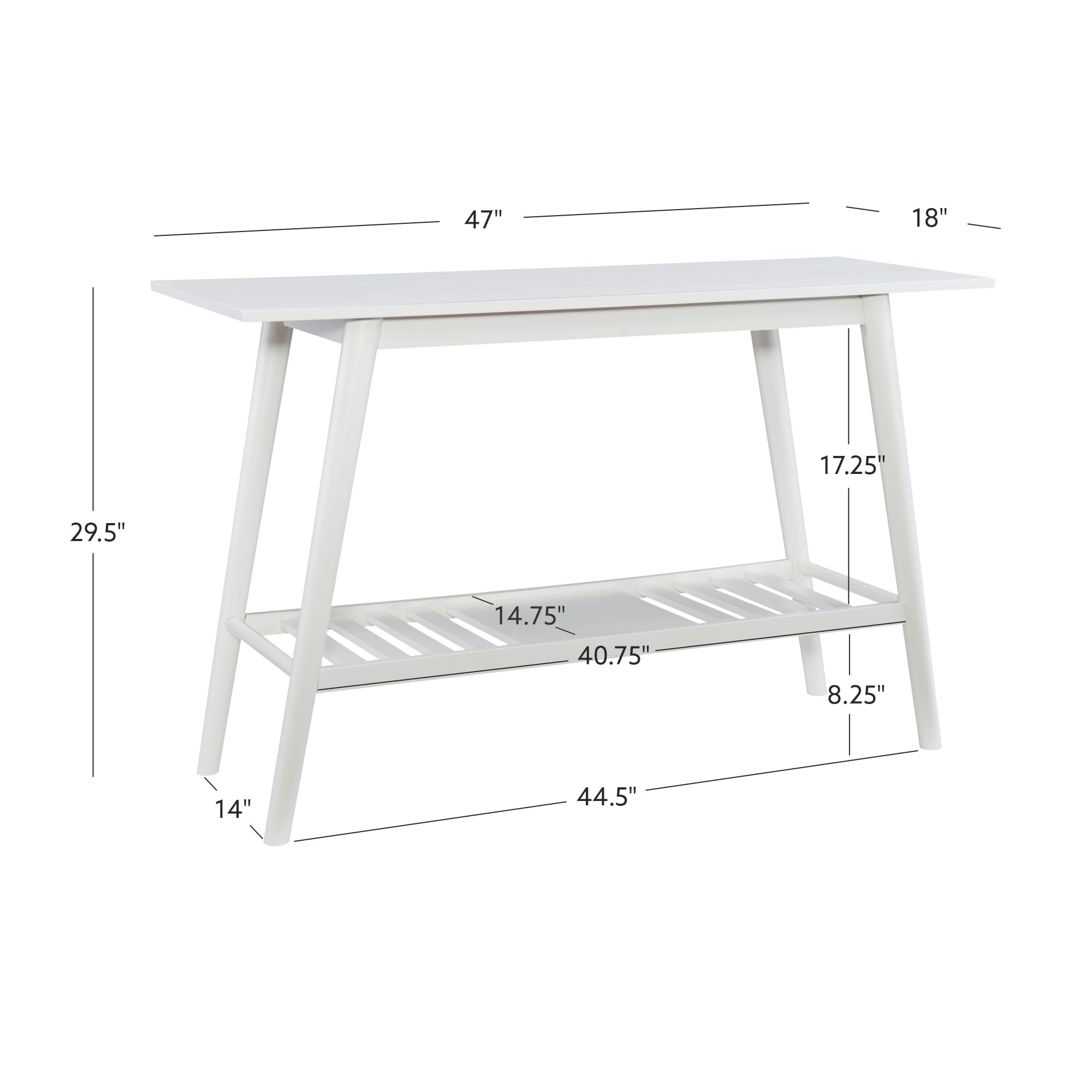 Linon White Mid Century Modern Console Table - Melissa Design for Entryway, Living Room & Hallway Decor