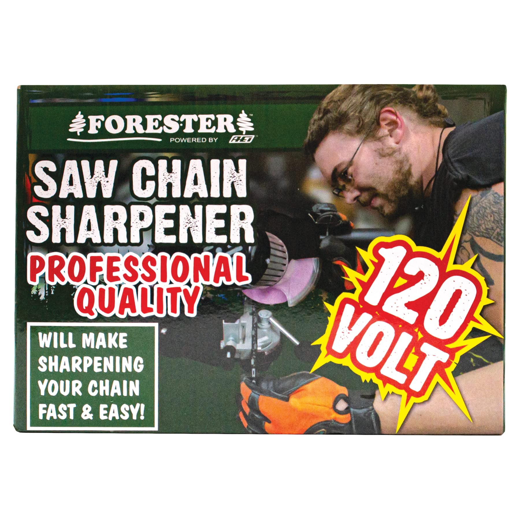 FORESTER Electric Bench Grinder & Chainsaw Chain Sharpener Kit - Wall/Vise Mount Tool for Sharpening Saw Chains | Perfect for DIY Woodworking, Firewood Preparation & Professional Forestry Work