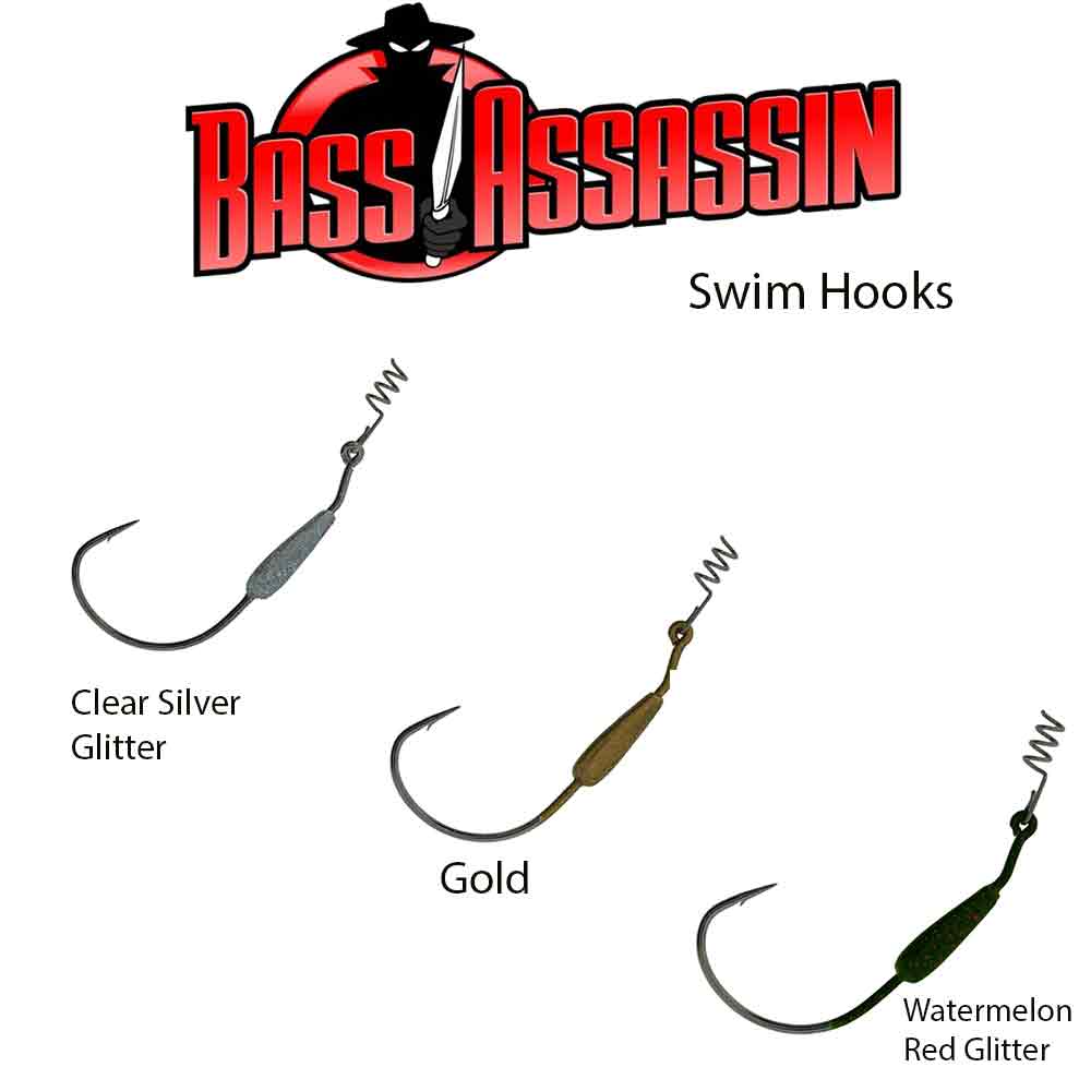 Bass Assassin 1/4OZ 5/0 Swim Hooks 3 Pack - Premium Fishing Hooks for Bass, Walleye & Pike - Perfect for Freshwater & Saltwater Fishing Lures