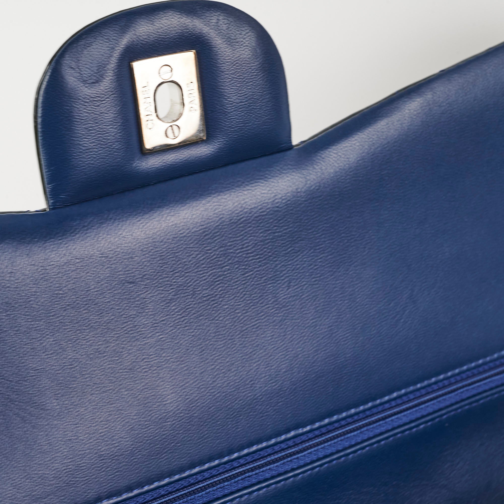 Chanel Blue Patent Leather Jumbo Classic Flap Bag - Luxury Designer Handbag for Women, Perfect for Parties, Work & Everyday Use