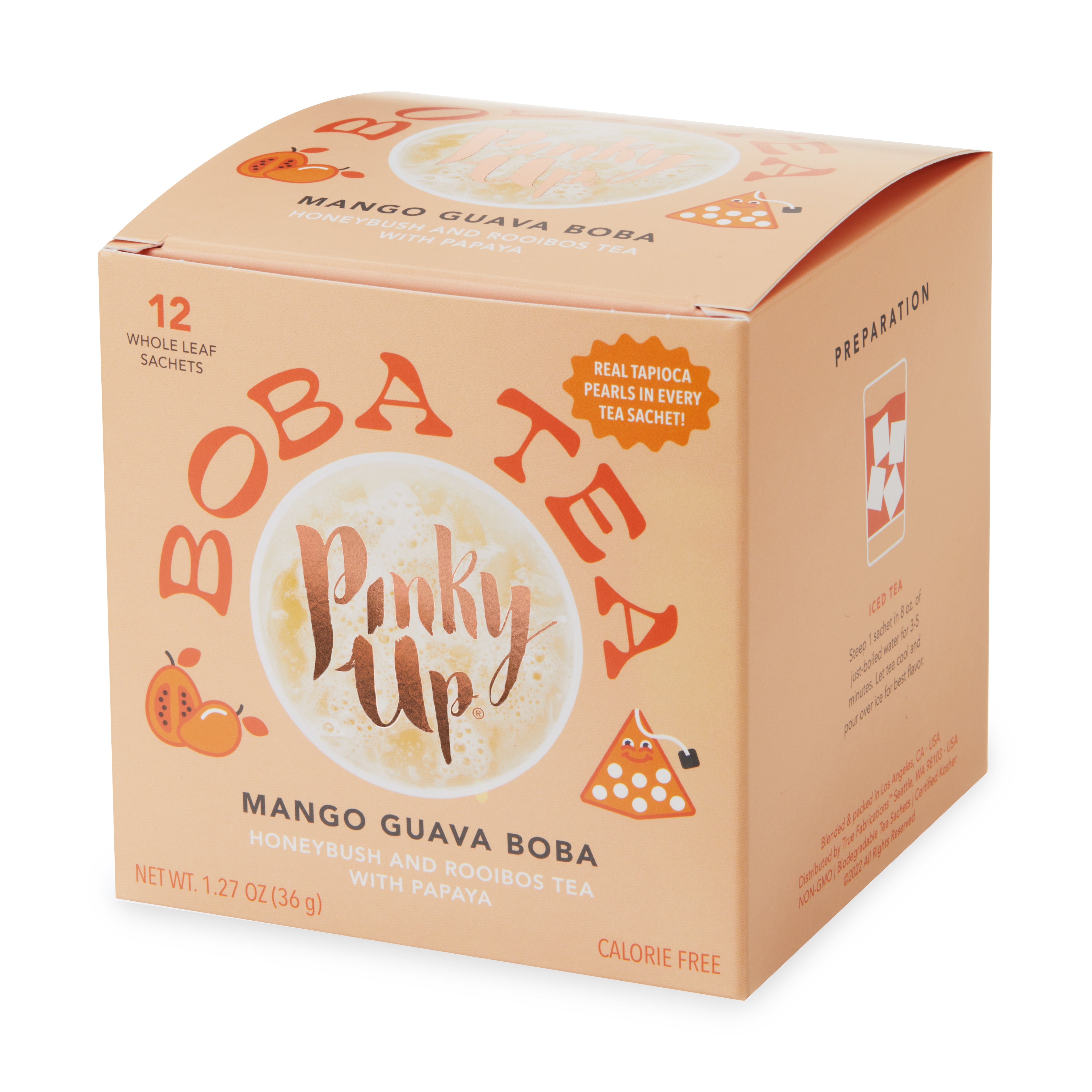 Premium Mango Guava Boba Tea Sachets - Instant Bubble Tea Mix with Real Fruit Flavor - Perfect for Home, Office & Party Drinks