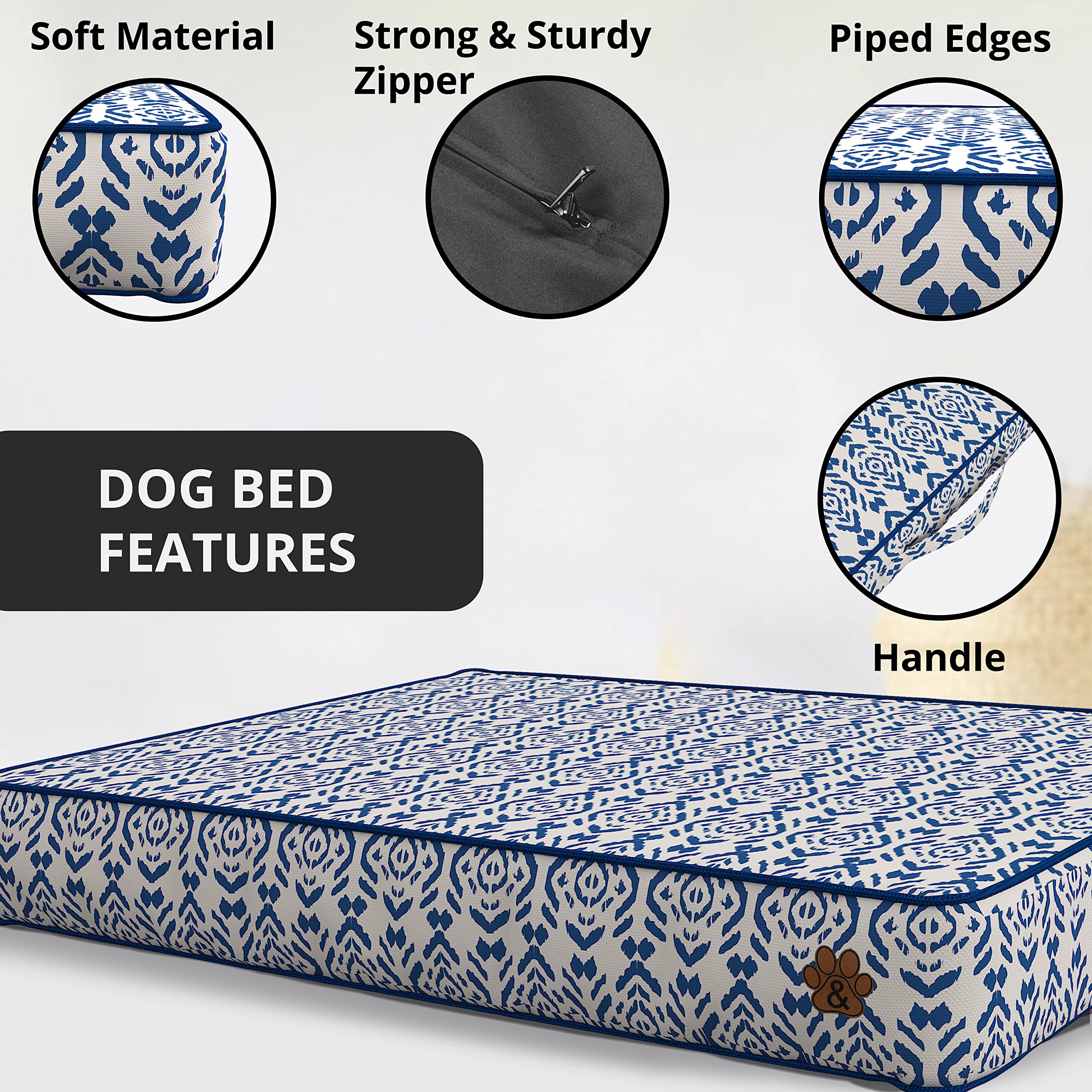 Premium Orthopedic Dog Bed for Large, Medium & Small Dogs - Soft Pet Bed with Removable Washable Cover, Waterproof & Non-Slip Bottom - Perfect for Crates, Floors & Home Use (Pattern 15, Small)