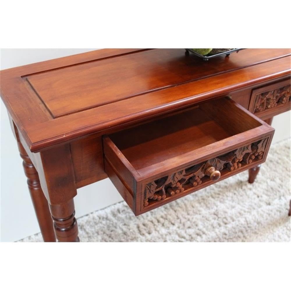 Pemberly Row Mid-Century Modern 2-Drawer Console Table in Walnut Stain - Entryway, Living Room & Hallway Furniture for Home Decor