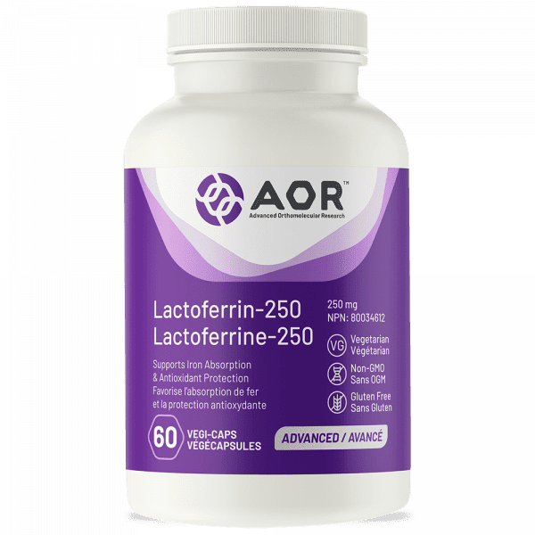 Premium AOR Lactoferrin 250mg Supplement - 60 Capsules for Immune Support & Gut Health - Ideal for Daily Wellness & Travel Protection