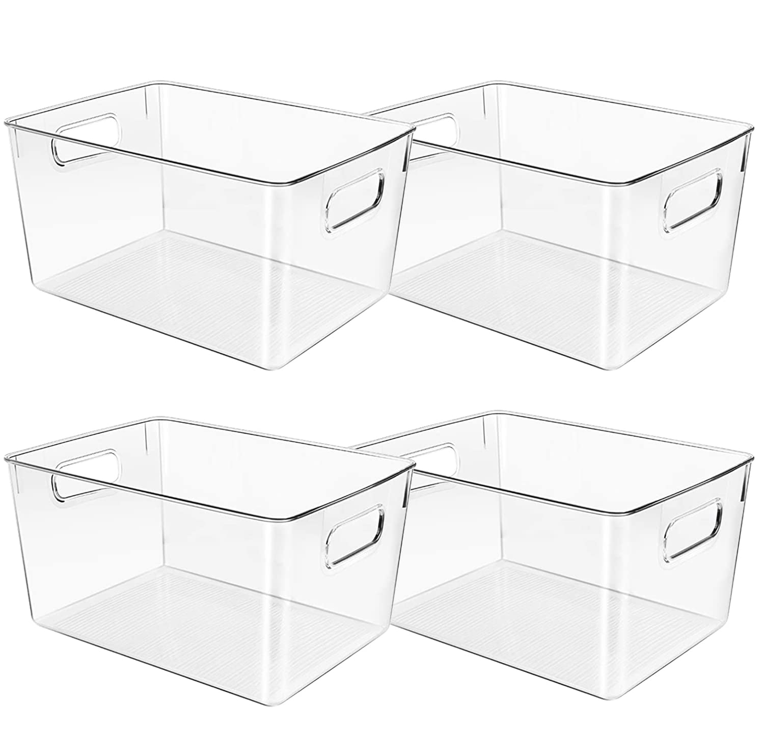 Clear Plastic Storage Bins - 12 Pack Kitchen & Pantry Organizers with Lids, Airtight Freezer & Fridge Containers for Food Storage, Cabinet Organizer Baskets - Perfect for Meal Prep, Leftovers & Refrigerator Organization