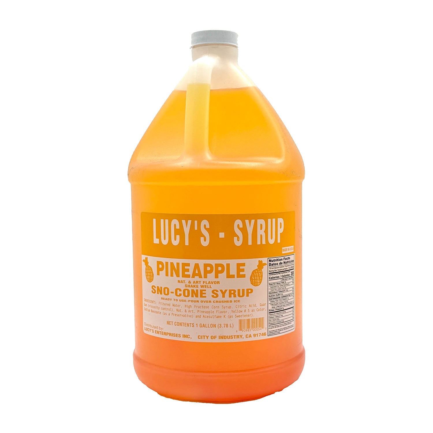Lucy's Premium Pineapple Syrup - 128oz (1 Gallon) Bottle for Cocktails, Desserts & Baking | Natural Pineapple Flavor for Drinks, Smoothies & Recipes