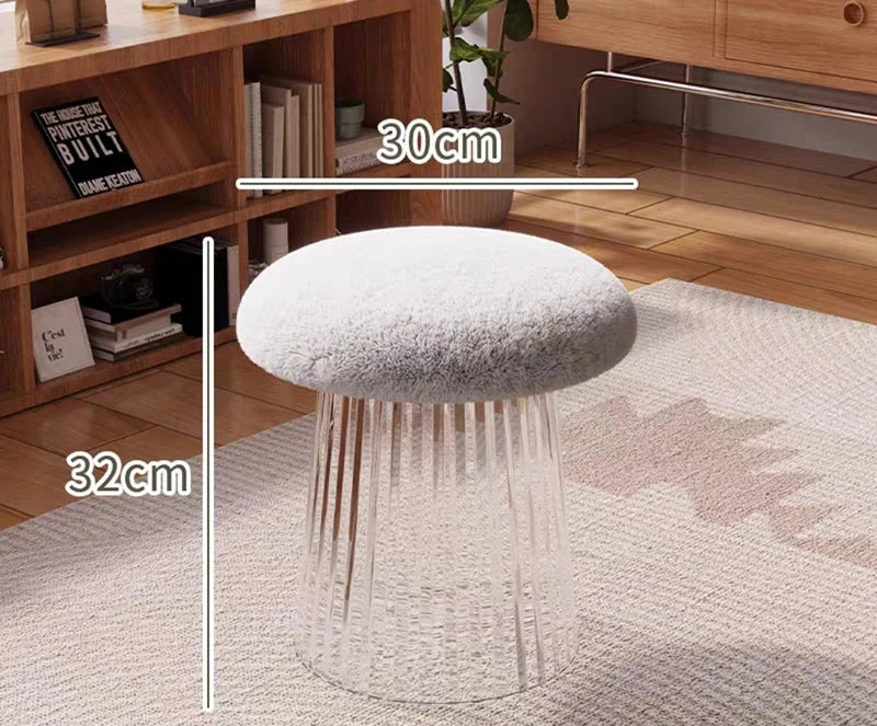 Nordic Mushroom Acrylic Stool - Modern Mushroom-Shaped Side Table for Living Room, Bedroom, or Kids Room - Durable Acrylic Furniture for Home Decor