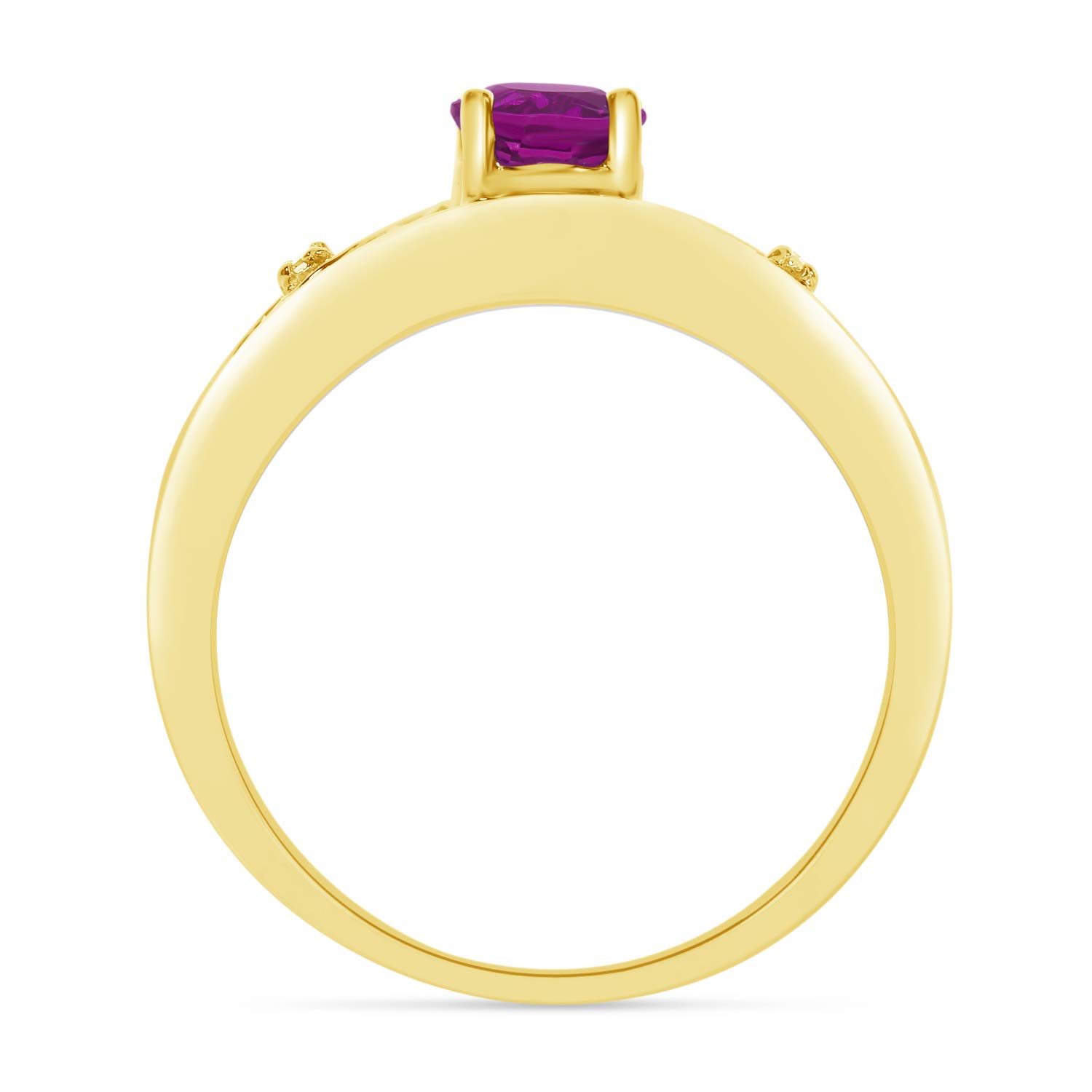 10K Yellow Gold Round Pink Topaz and Diamond Ring for Women - Elegant Birthstone Jewelry Gift for Anniversary, Engagement, or Special Occasion