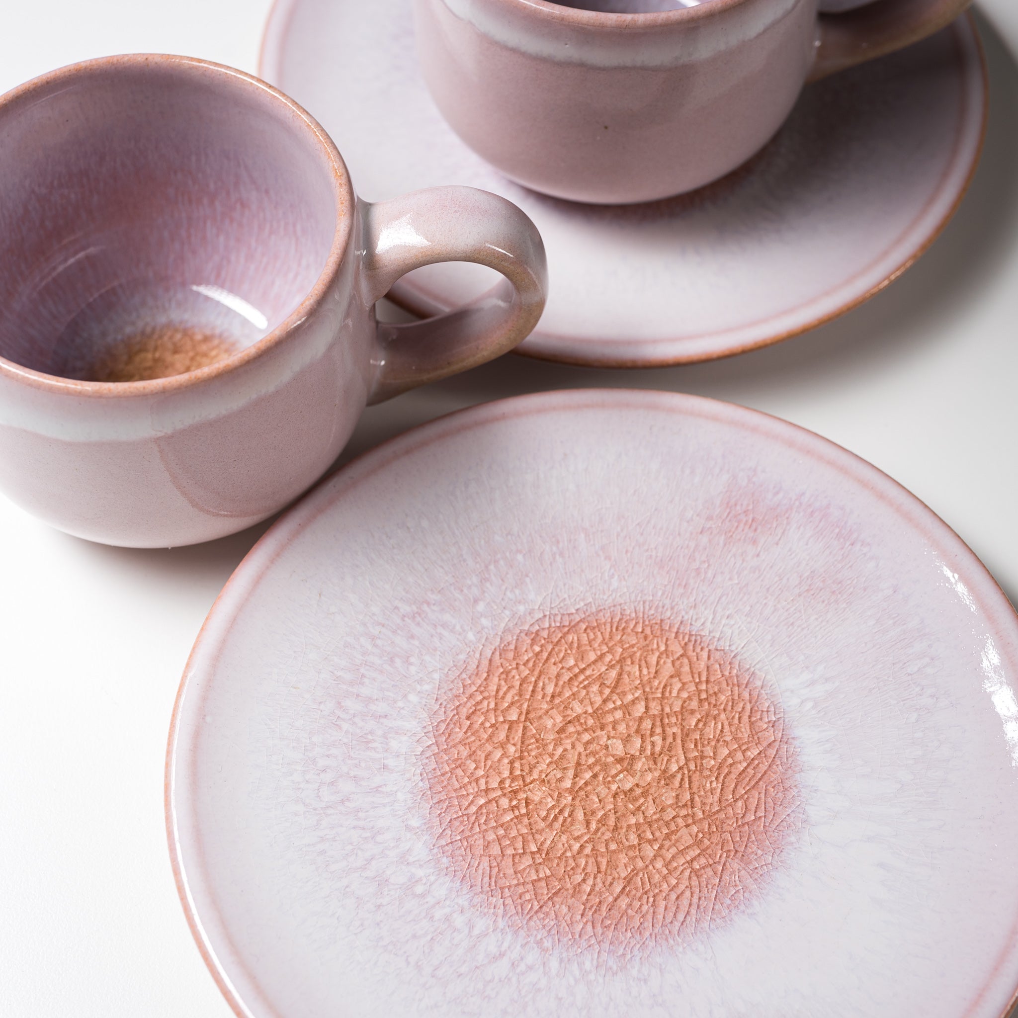 Tenryu Kiln Hagi Ware Japanese Tea Cup and Saucer Set - Milky Pink Ceramic for Matcha, Sencha & Traditional Tea Ceremony | Handcrafted Pottery Gift for Tea Lovers